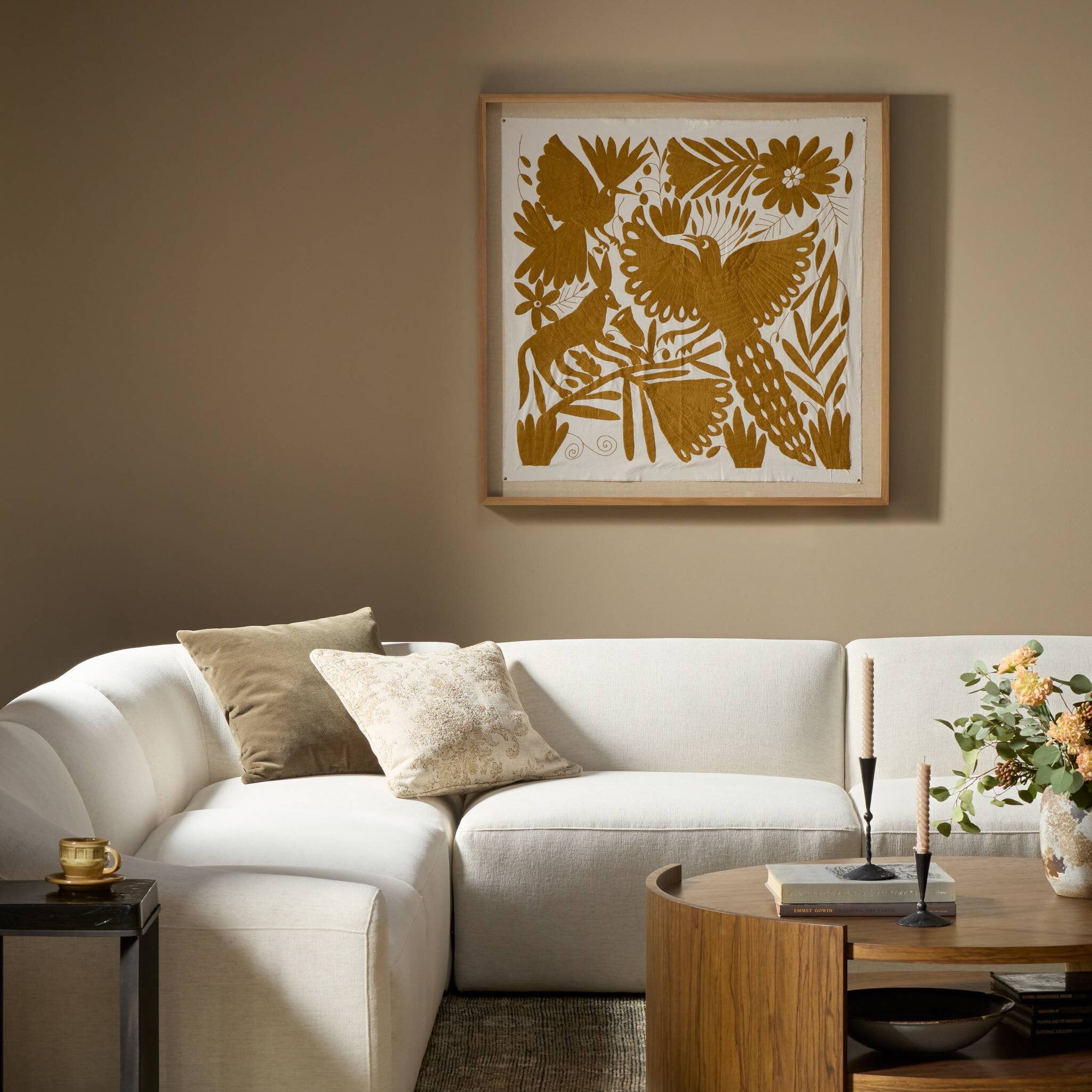 Four Hands Otomi Framed Textile — 253633-001 - 40.0x40.0-Walnut 2.5-095 Oro Otomi Textile Object-Large