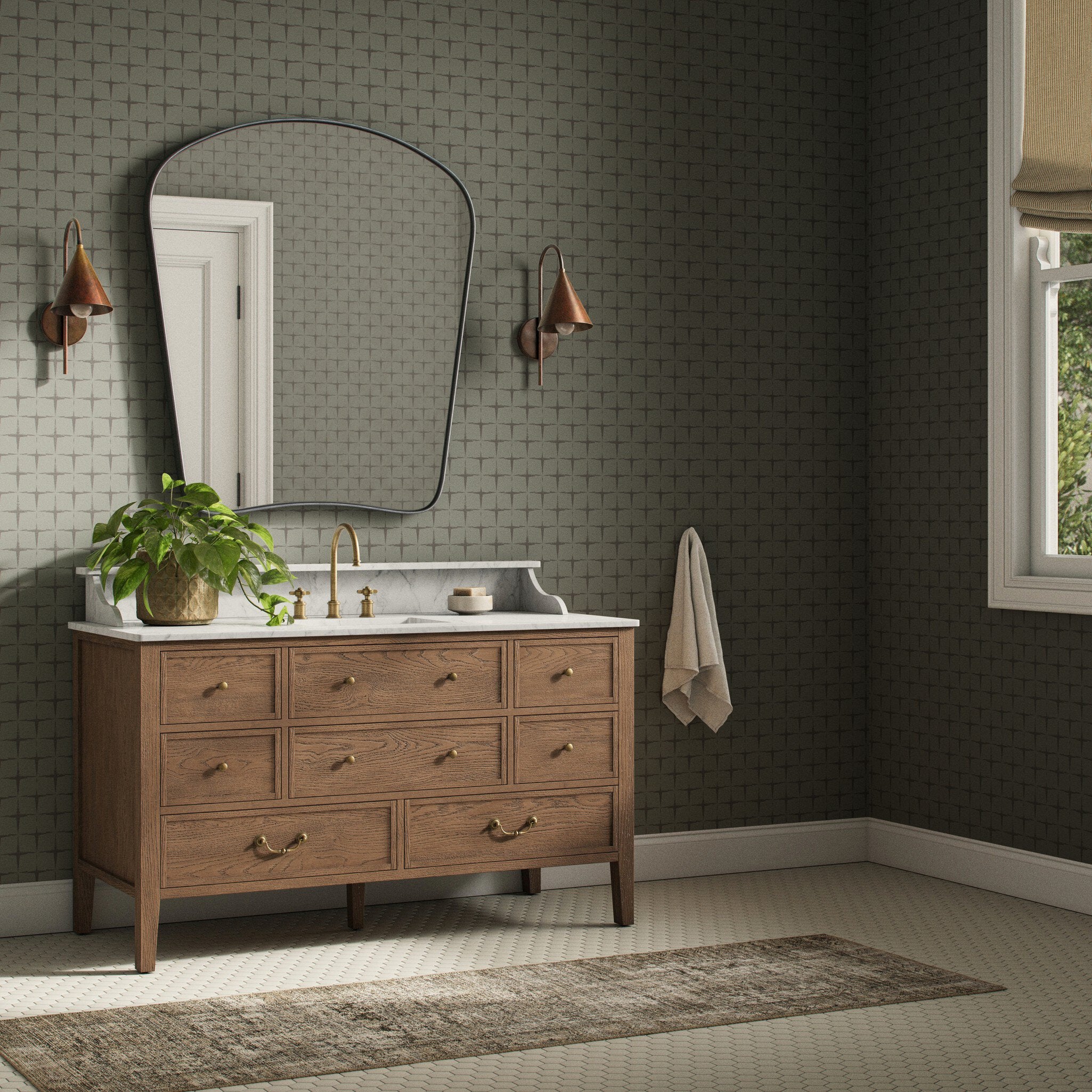 Four Hands Blocking Wallpaper by Getty Images — 253744-007 - 12.0x8.0-Blocking Olive Night II-12"x8"