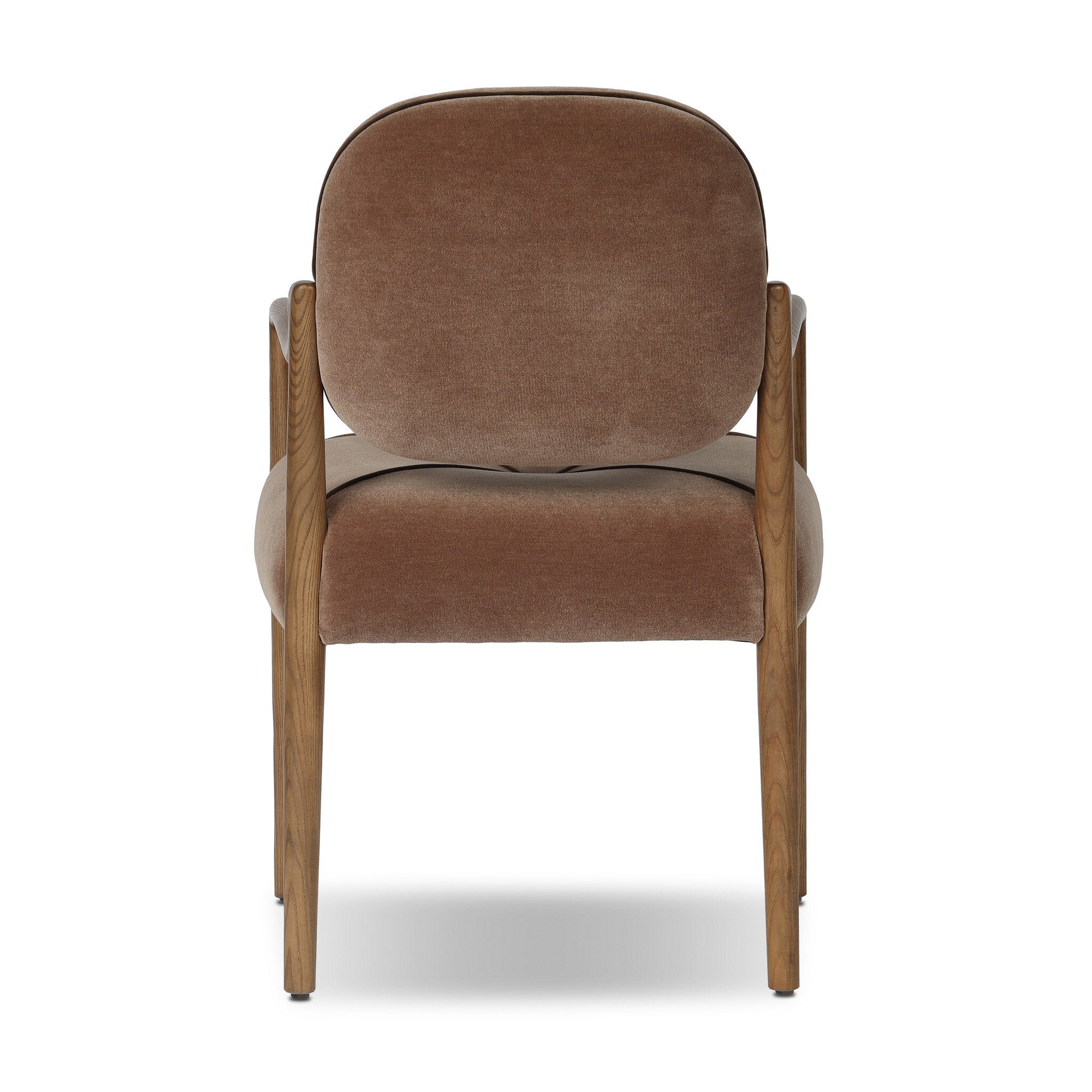 Four Hands Auden Dining Arm Chair — Monte Mushroom-Surrey Mink-Amber Ash