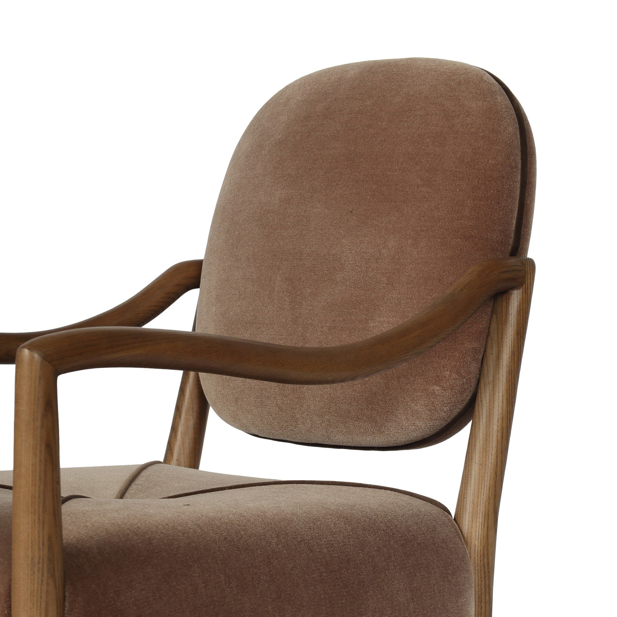 Four Hands Auden Dining Arm Chair — Monte Mushroom-Surrey Mink-Amber Ash
