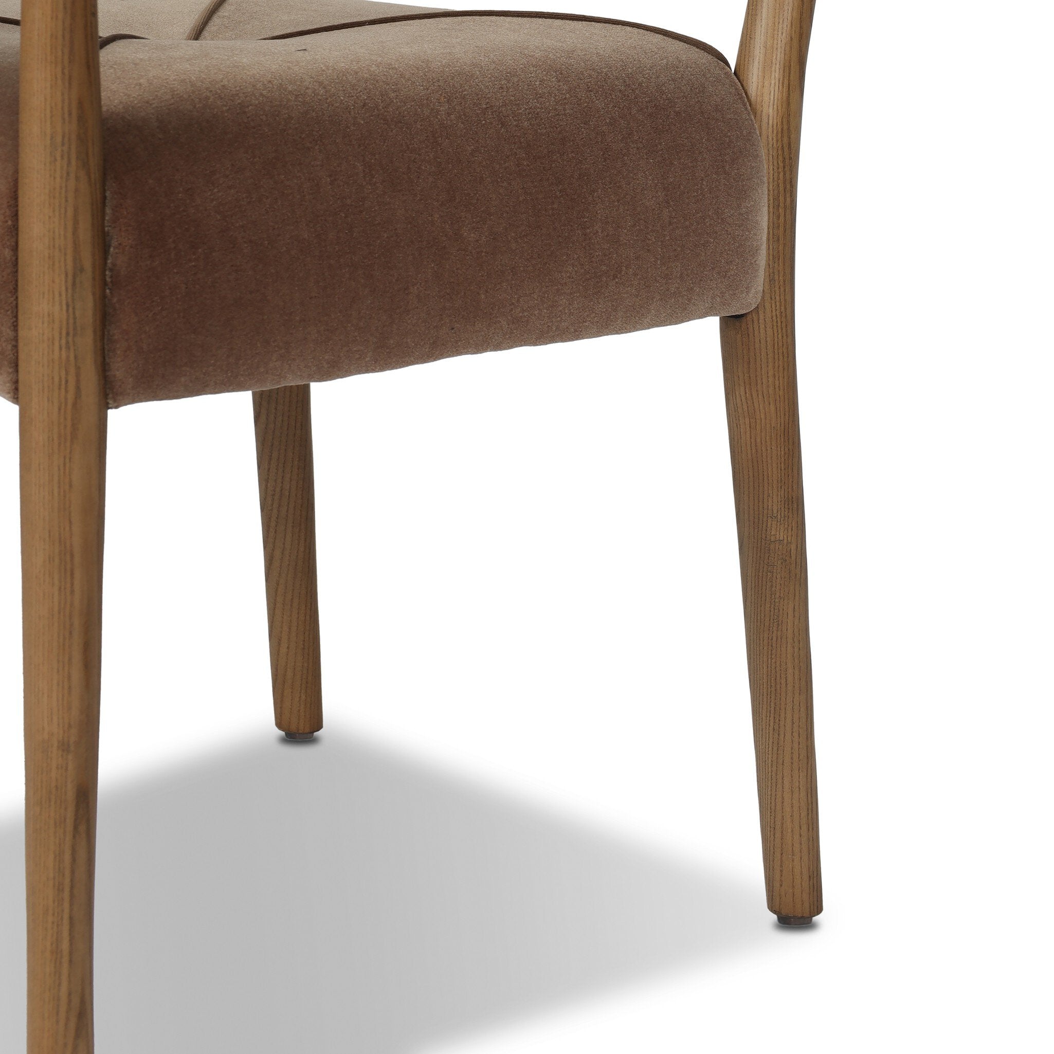 Four Hands Auden Dining Arm Chair — Monte Mushroom-Surrey Mink-Amber Ash