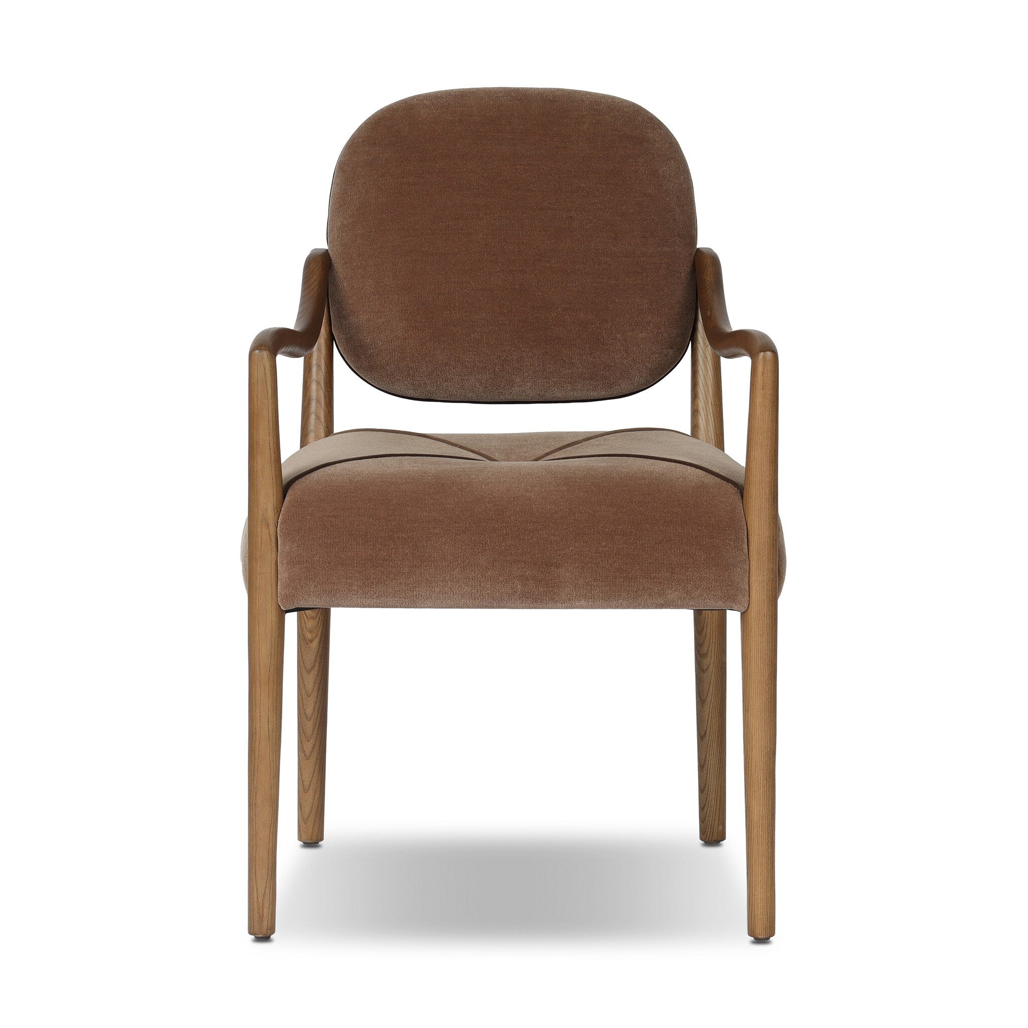 Four Hands Auden Dining Arm Chair — Monte Mushroom-Surrey Mink-Amber Ash