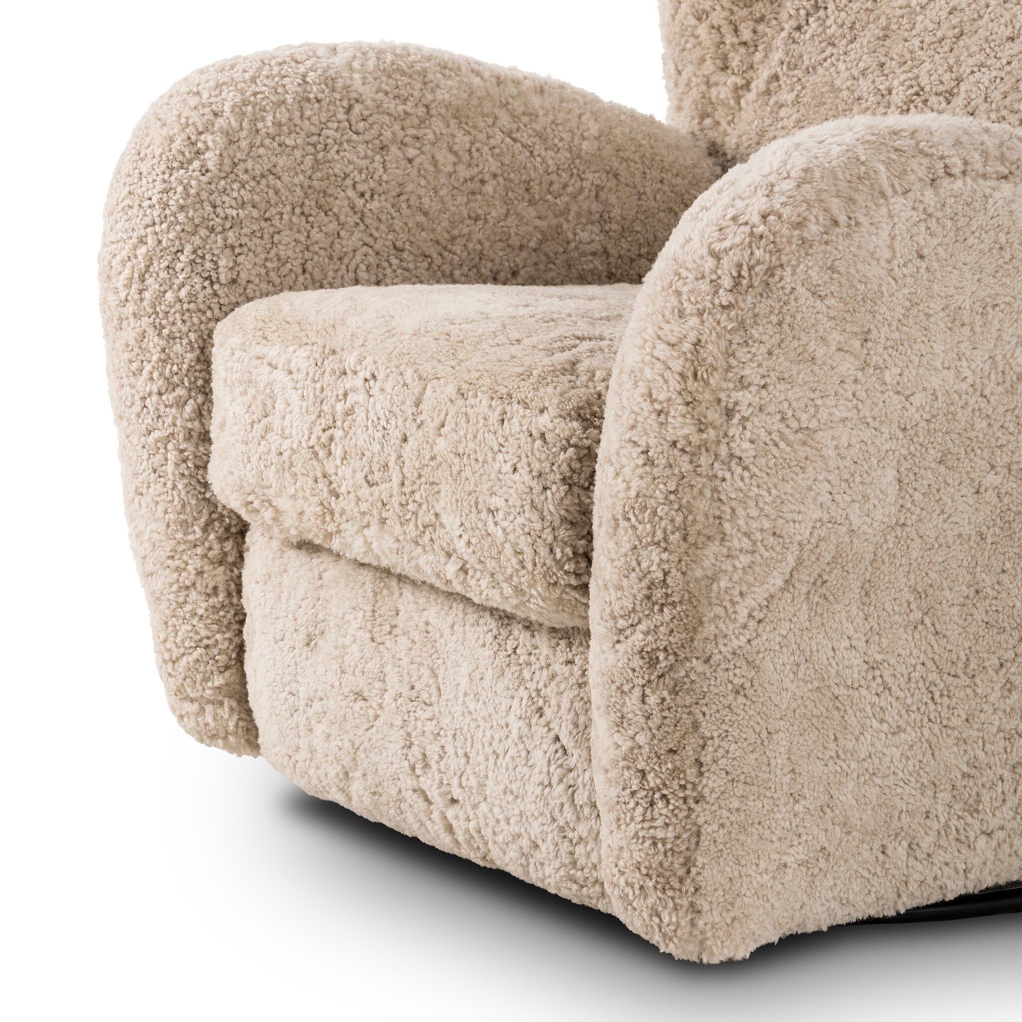 Four Hands Amelie Swivel  Recliner — Beige Shearling