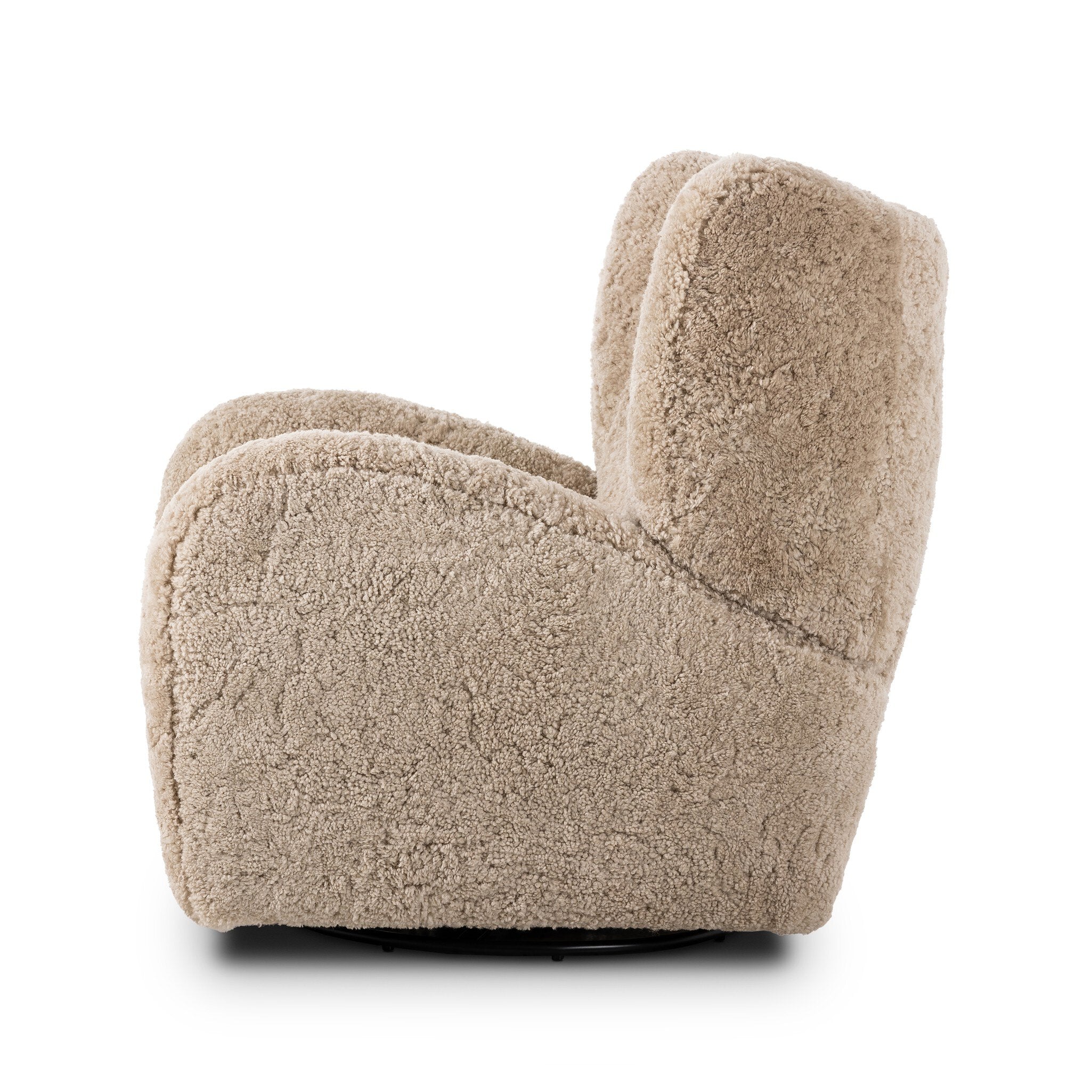 Four Hands Amelie Swivel  Recliner — Beige Shearling