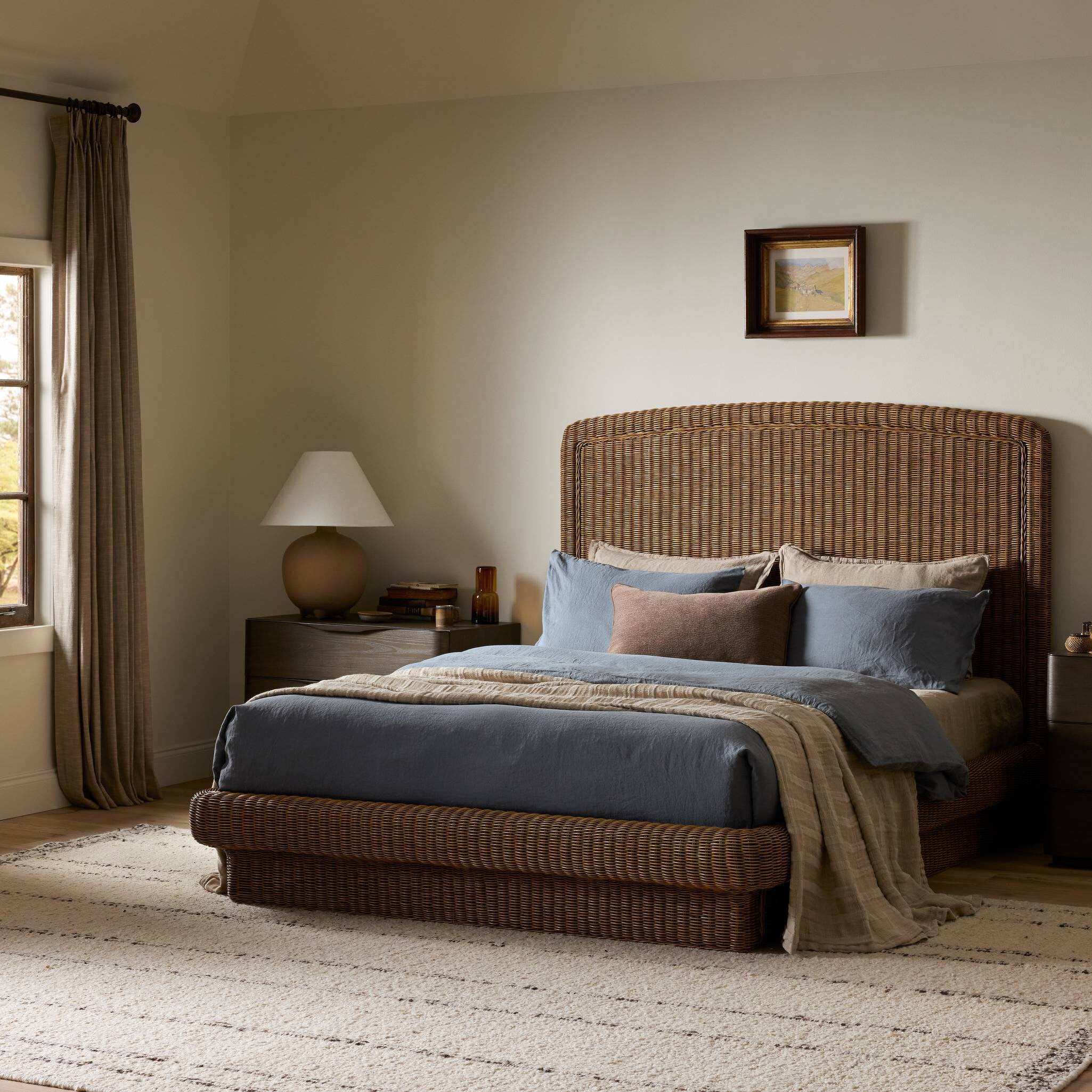 Four Hands Costa Bed — Natural Brown Rattan-Queen