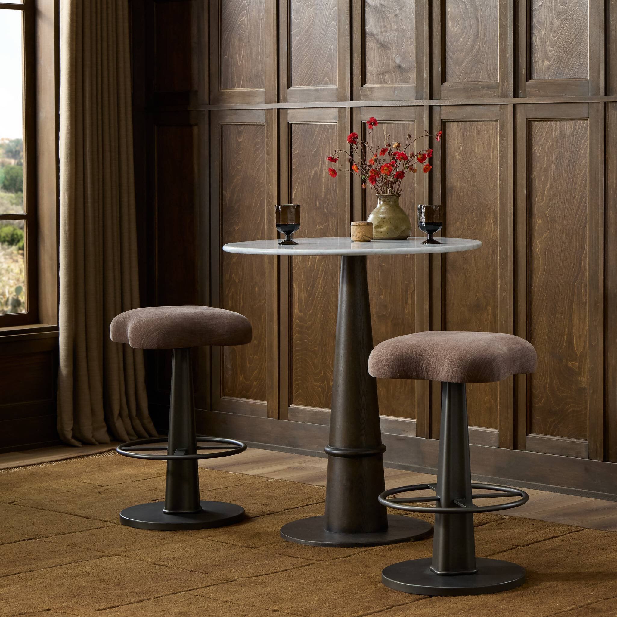 Four Hands Clova Swivel Bar + Counter Stool — Laughlin Cafe-Smooth Bronze-Counter