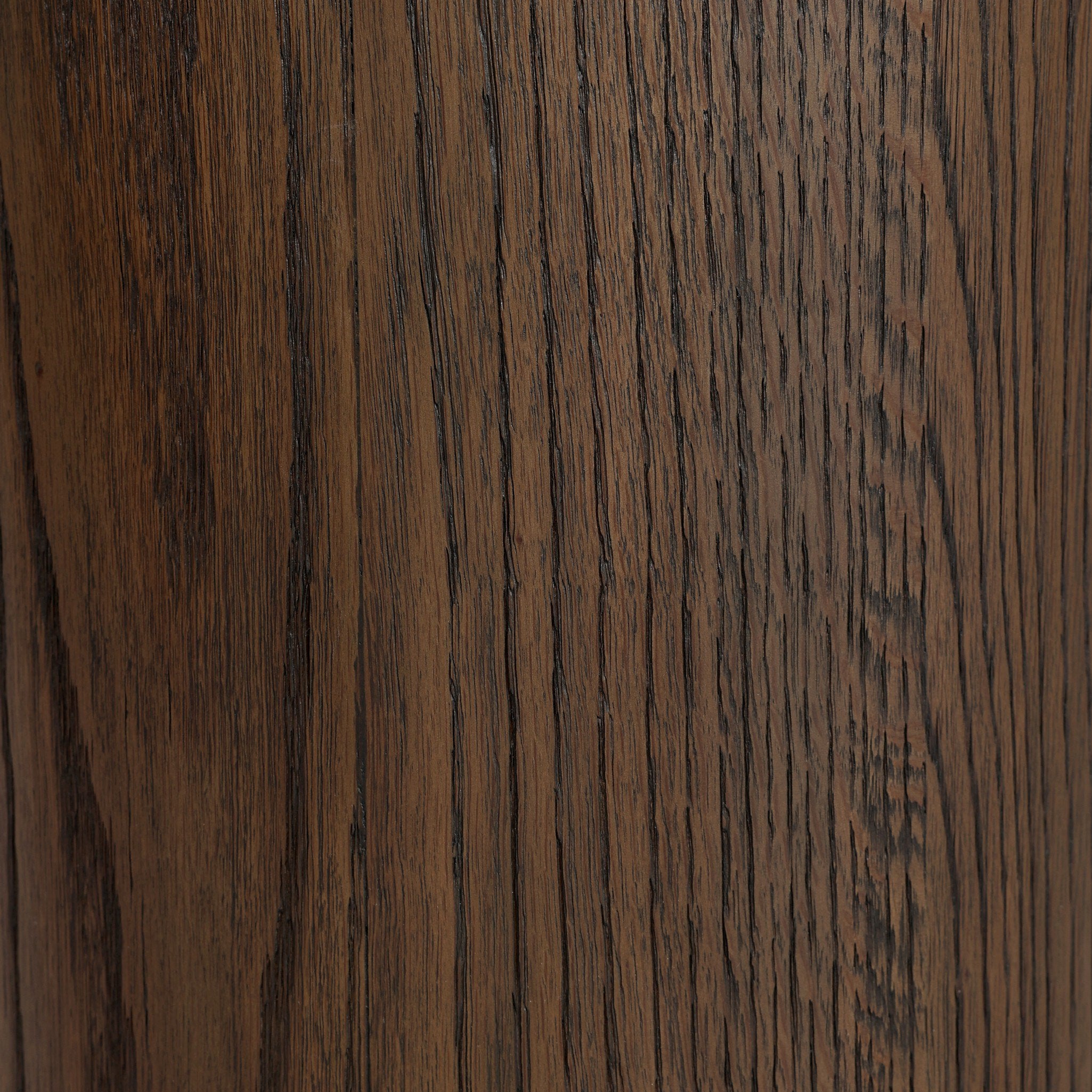 Four Hands Serova Console Table — Dark Honed Emperador Marble-Stained Saddle Brown Oak-Stained Saddle Brown Oak Veneer