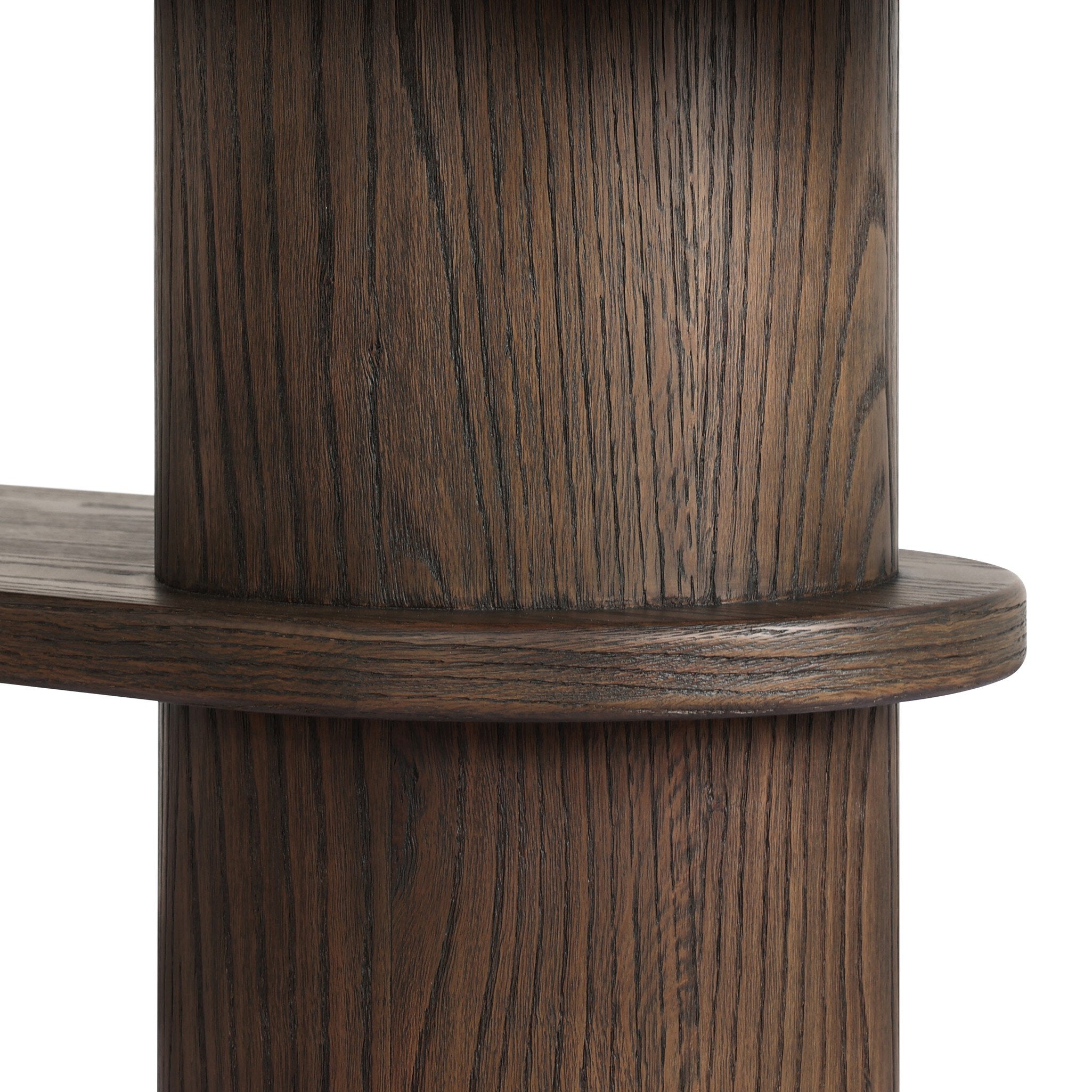 Four Hands Serova Console Table — Dark Honed Emperador Marble-Stained Saddle Brown Oak-Stained Saddle Brown Oak Veneer