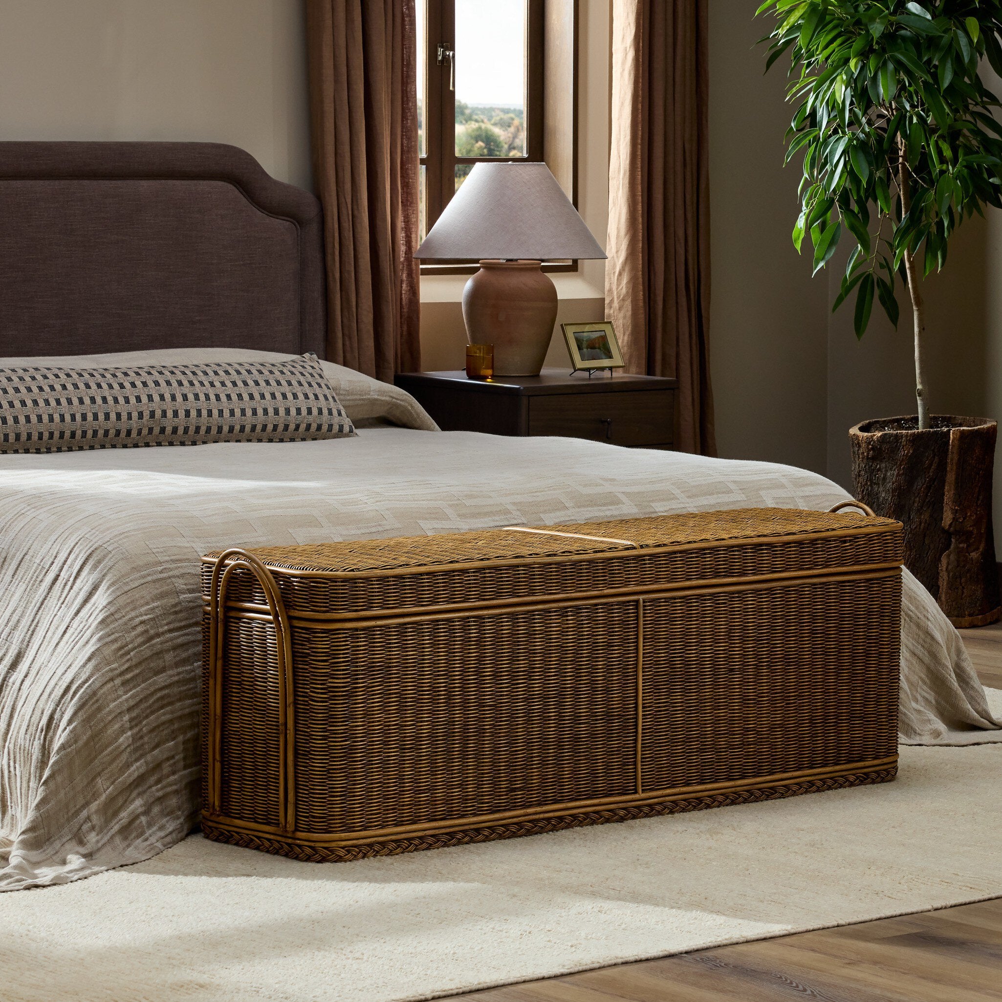 Four Hands Rowina Trunk — Natural Brown Rattan