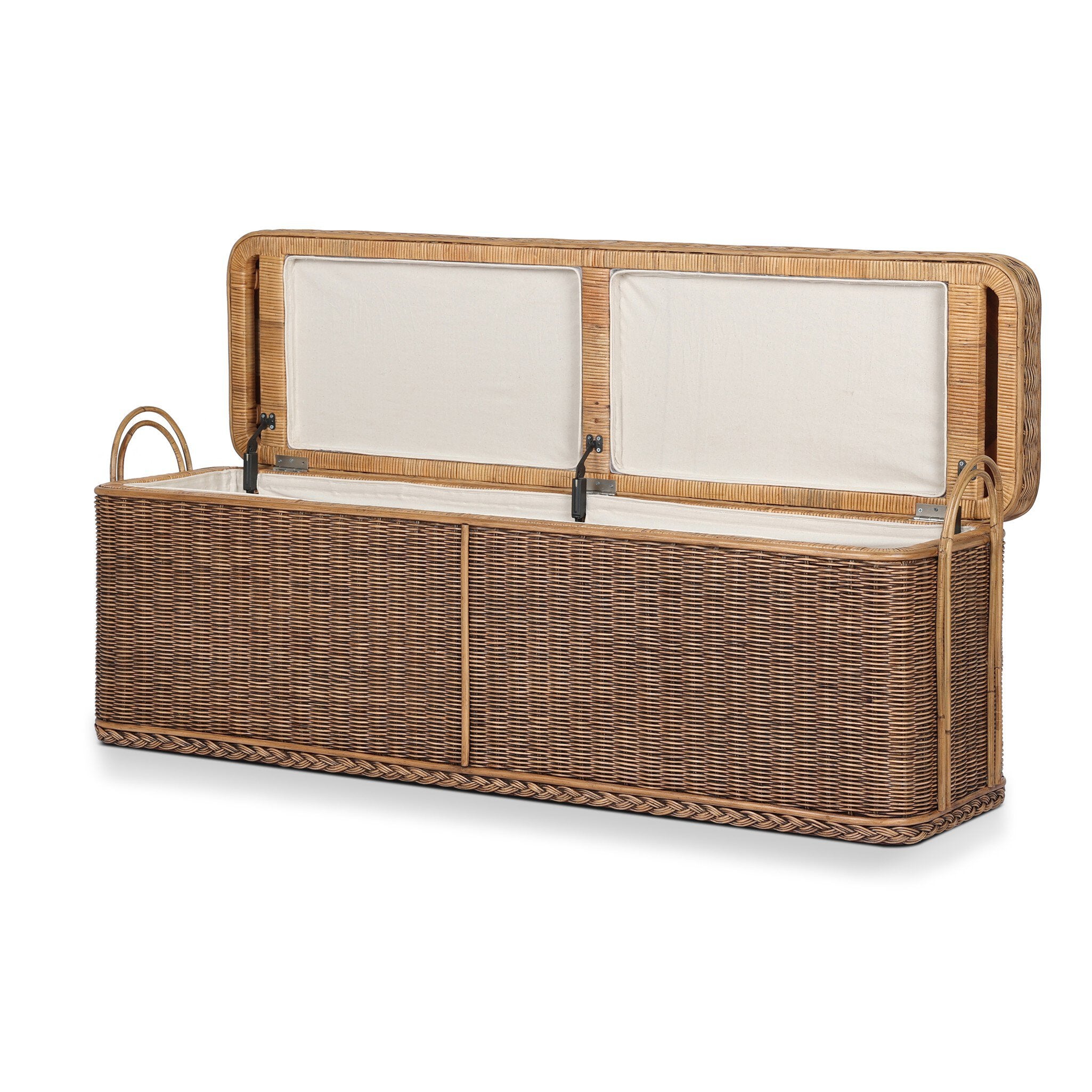 Four Hands Rowina Trunk — Natural Brown Rattan