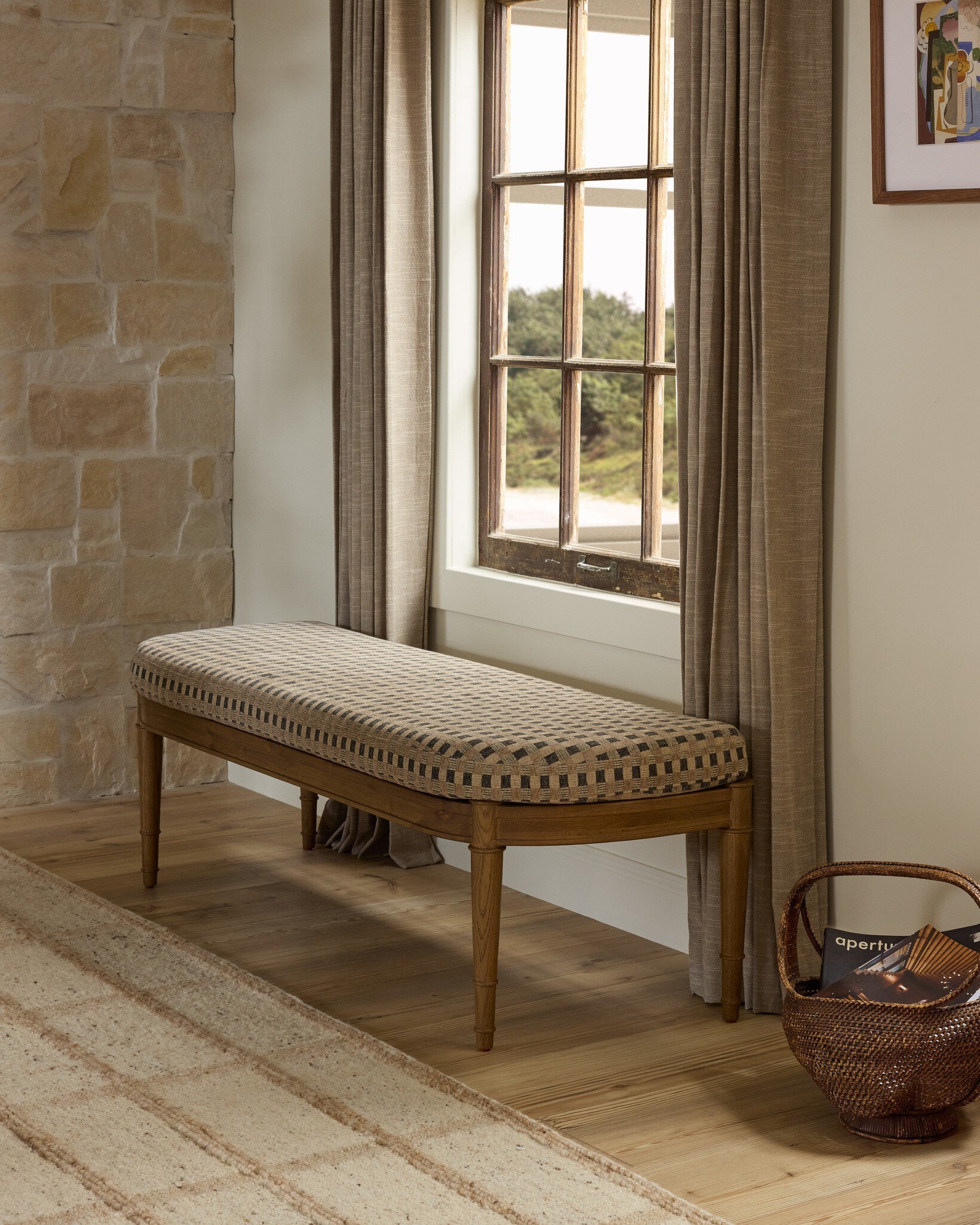 Four Hands Moya Accent Bench — Firefinch Fawn-Amber Oak
