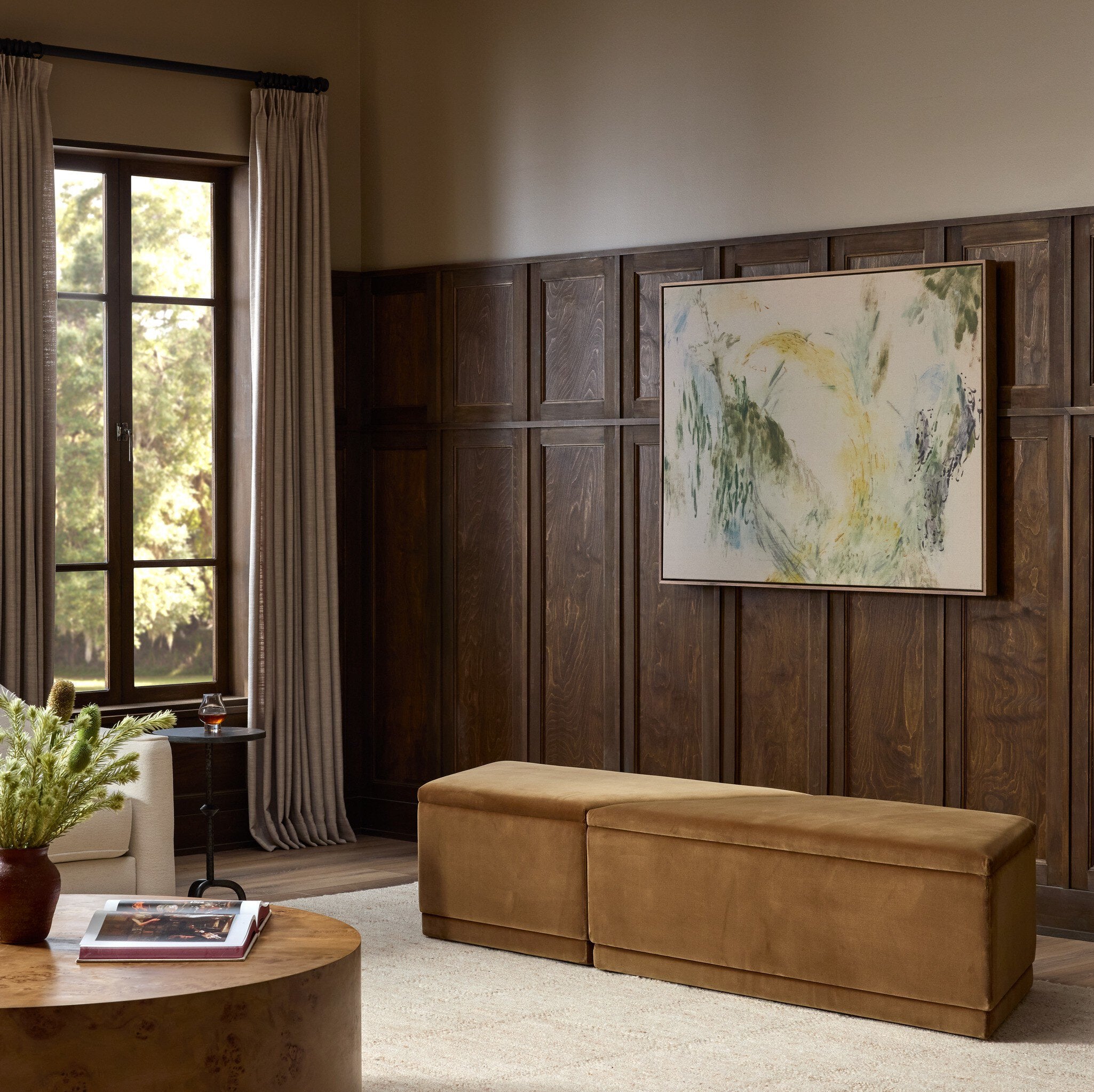 Four Hands Becenti Ottoman — Surrey Ochre