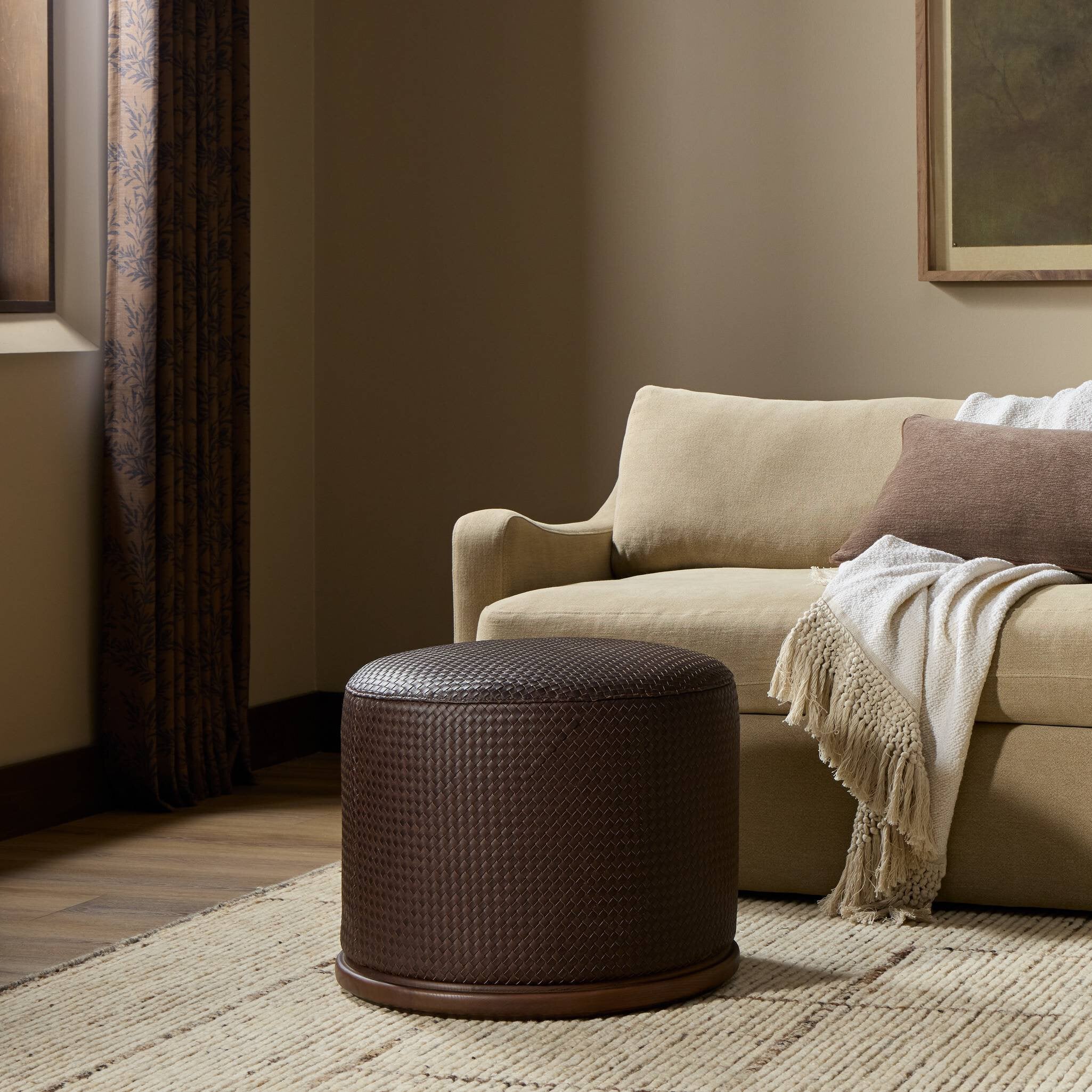 Four Hands Montello Ottoman — Lorento Cigar-Sienna Brown