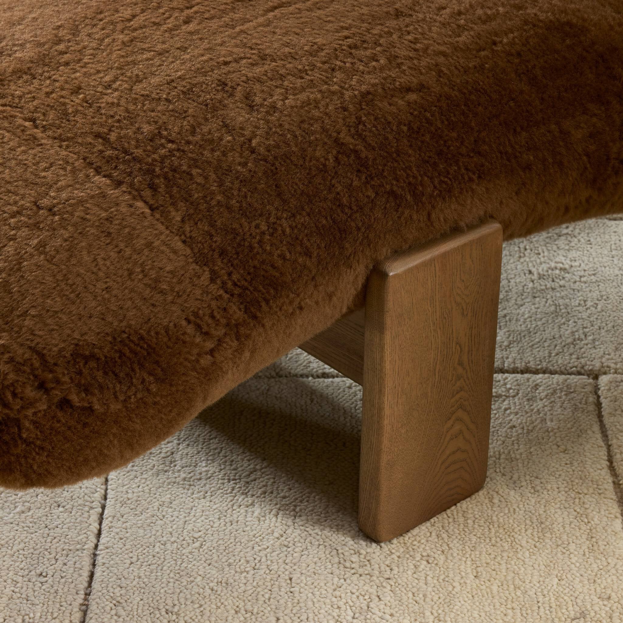Four Hands Rivas Chaise — Ochre Shearling-Amber Ash