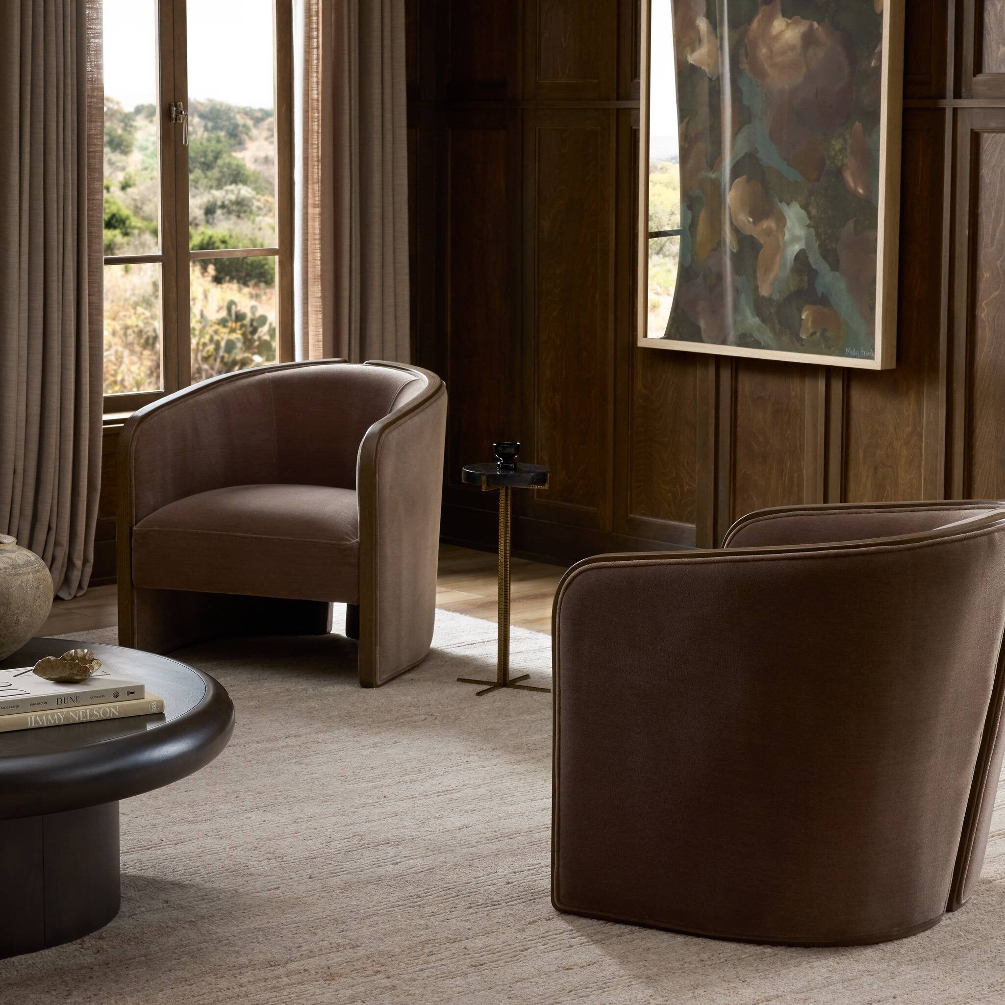 Four Hands Voss Chair — Monte Mushroom-Fawn Oak