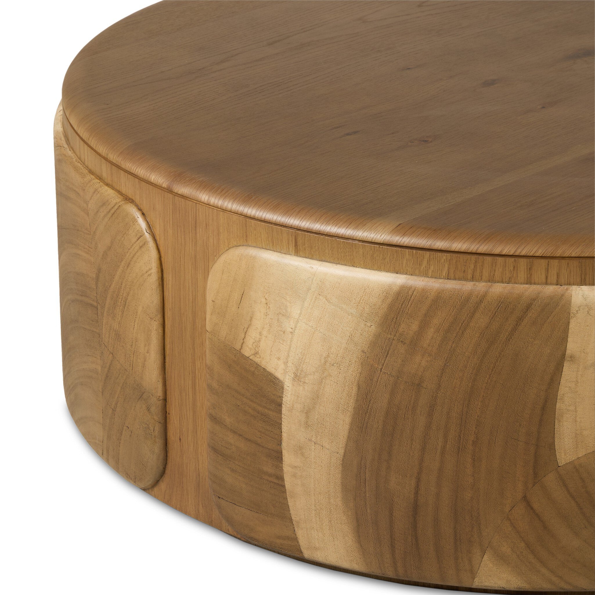 Four Hands Marlena Coffee Table — Ochre Guanacaste Oyster-Smoked American Oak Veneer-Smoked Oak Veneer