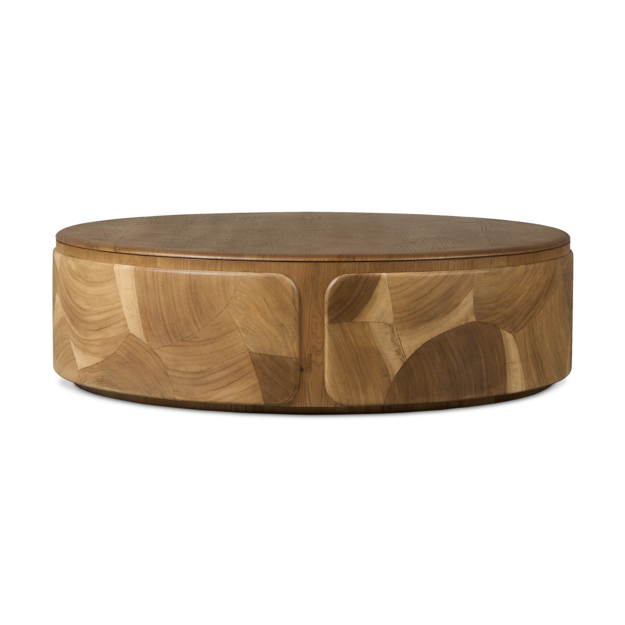 Four Hands Marlena Coffee Table — Ochre Guanacaste Oyster-Smoked American Oak Veneer-Smoked Oak Veneer