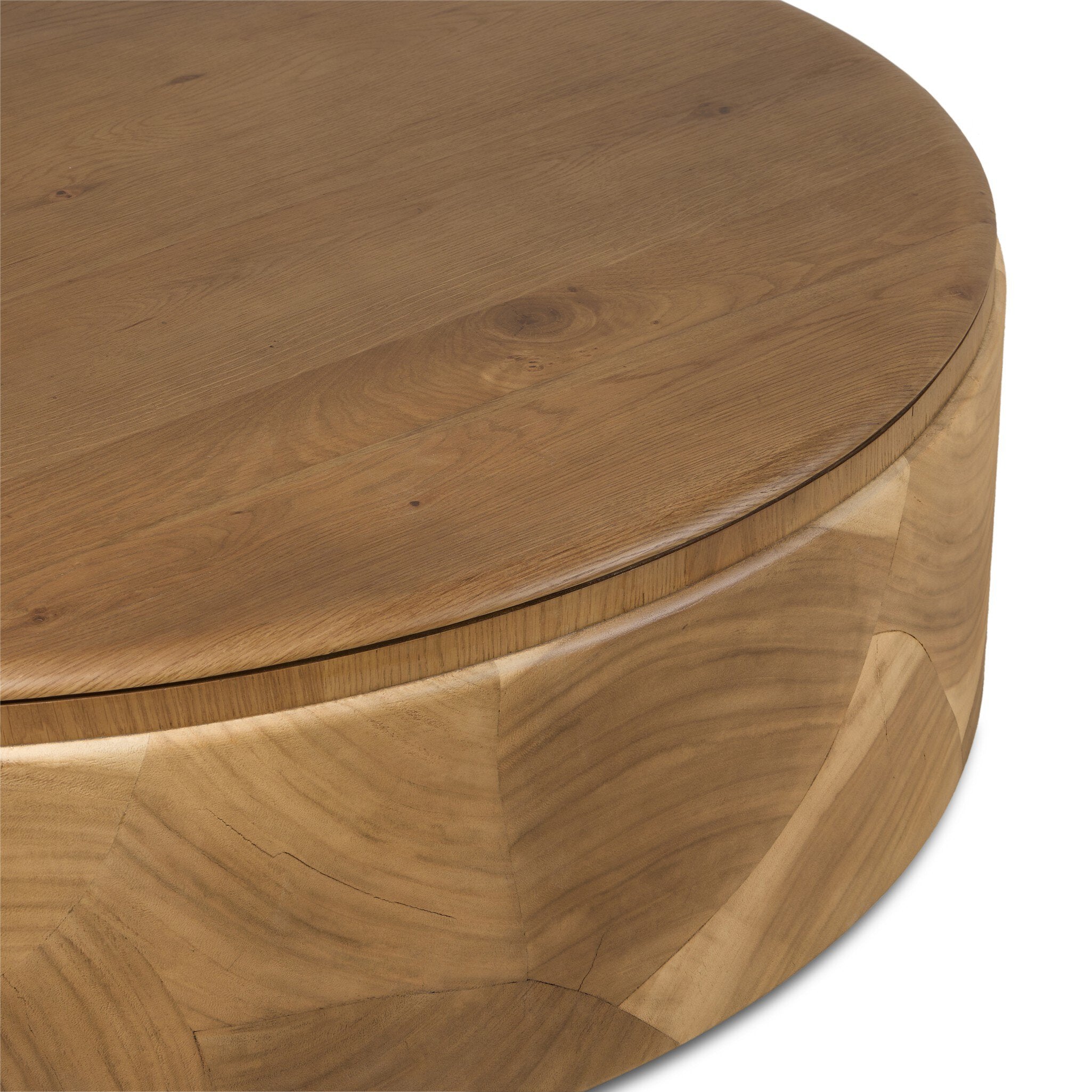 Four Hands Marlena Coffee Table — Ochre Guanacaste Oyster-Smoked American Oak Veneer-Smoked Oak Veneer