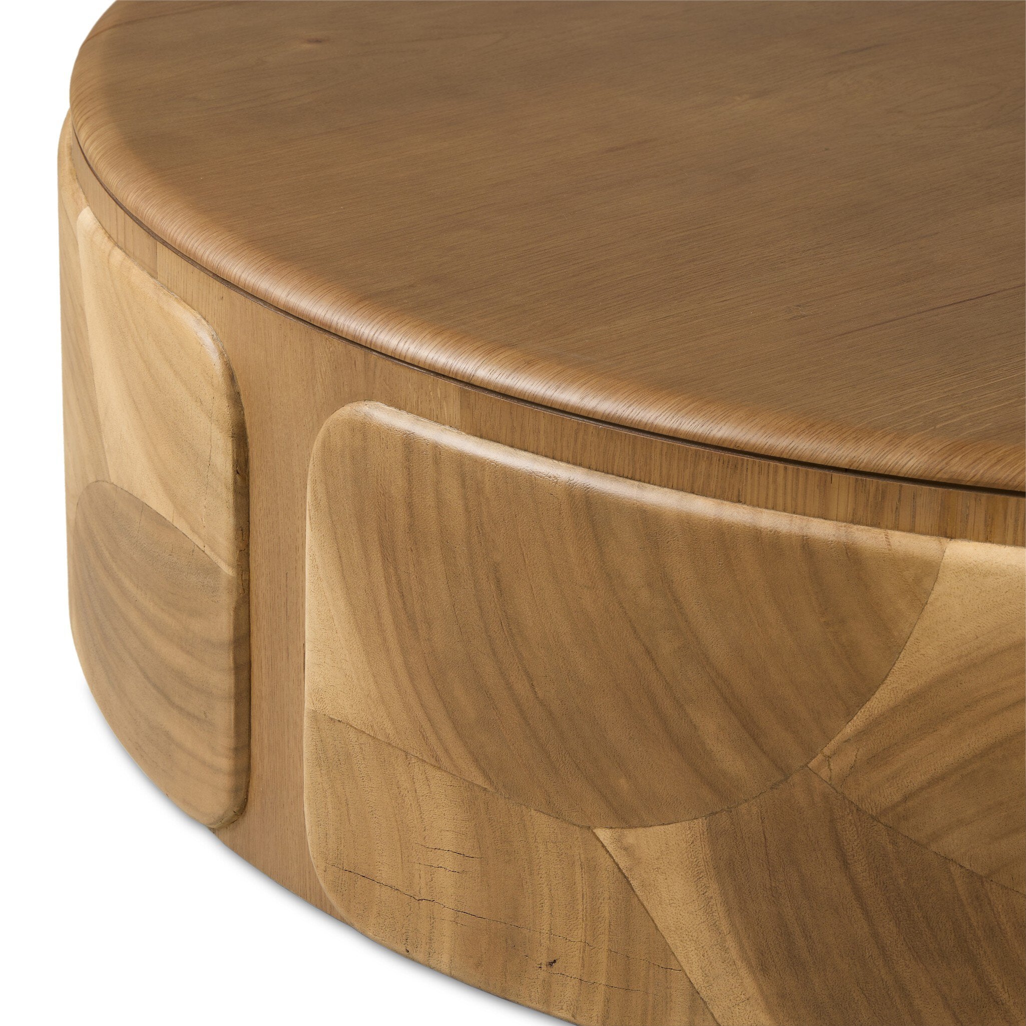 Four Hands Marlena Coffee Table — Ochre Guanacaste Oyster-Smoked American Oak Veneer-Smoked Oak Veneer