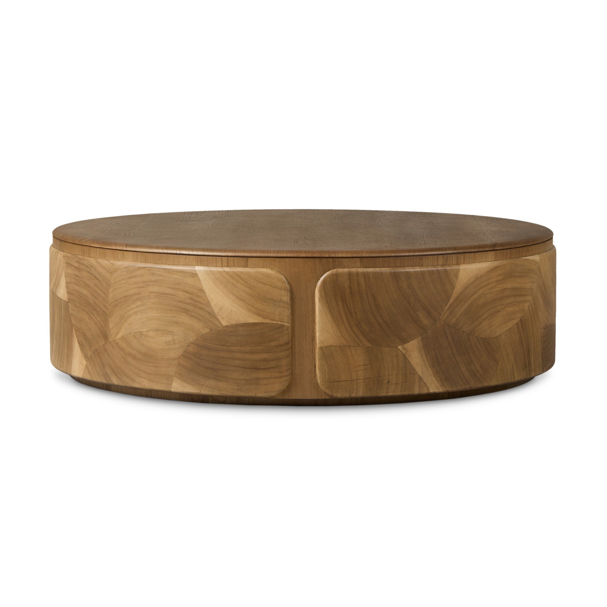 Four Hands Marlena Coffee Table — Ochre Guanacaste Oyster-Smoked American Oak Veneer-Smoked Oak Veneer