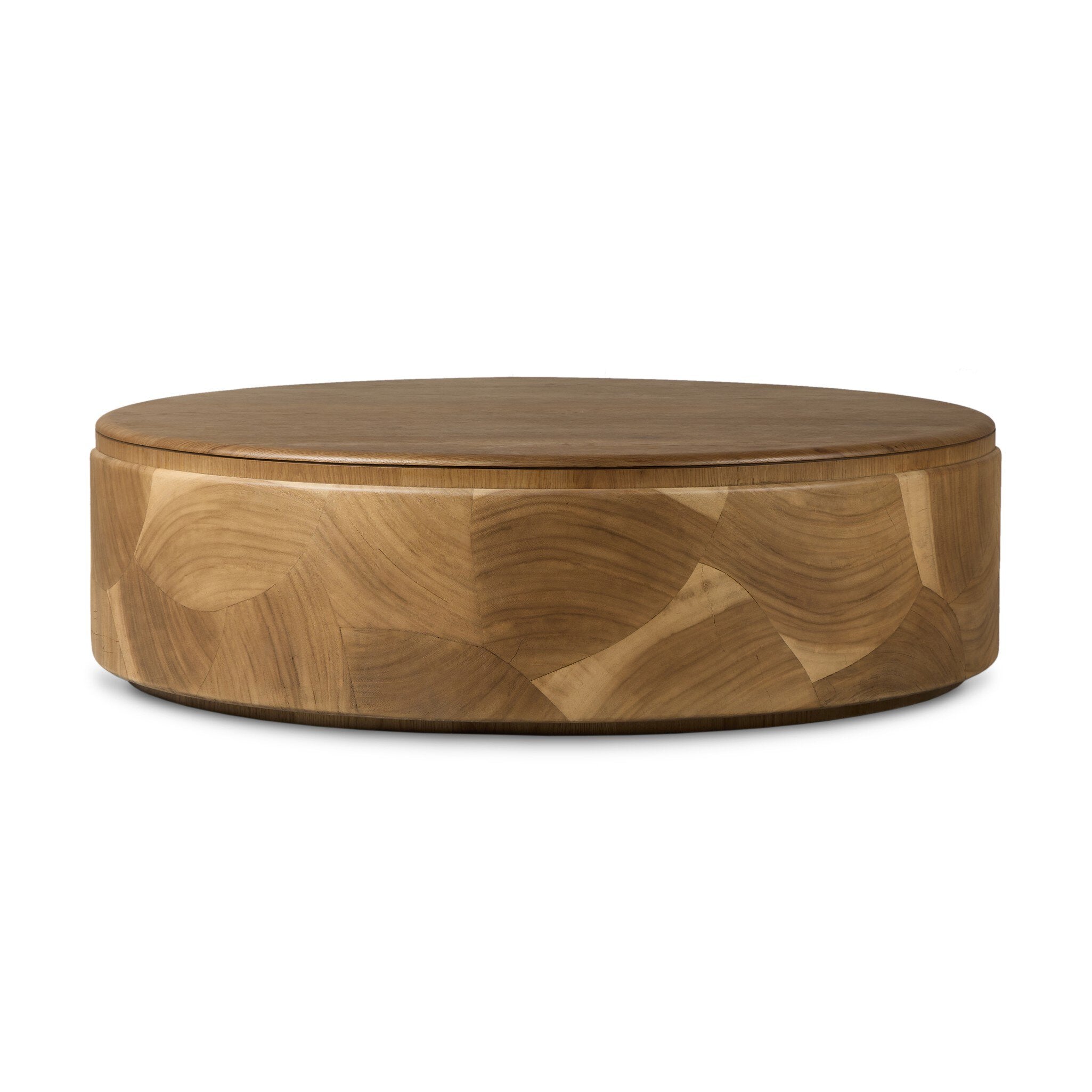 Four Hands Marlena Coffee Table — Ochre Guanacaste Oyster-Smoked American Oak Veneer-Smoked Oak Veneer