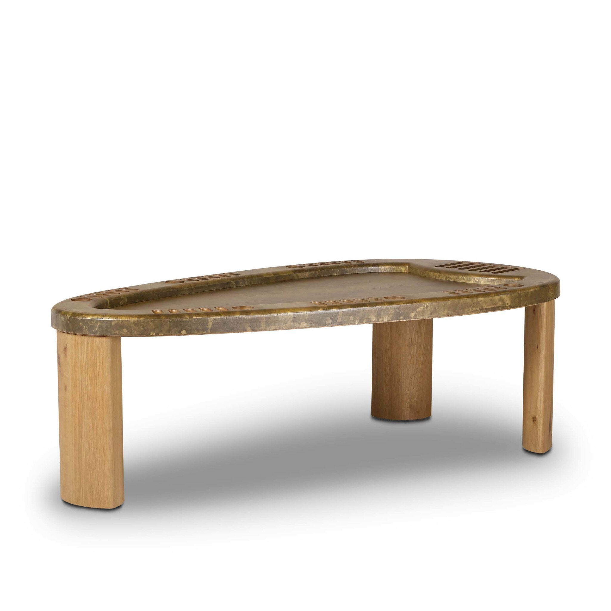 Four Hands Vella Poker Table — Smoked Aluminum-Smoked Oak Veneer-Light Guanacaste