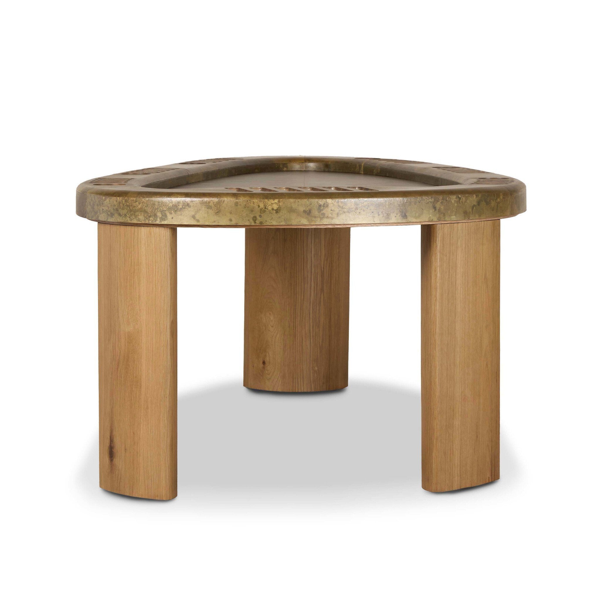 Four Hands Vella Poker Table — Smoked Aluminum-Smoked Oak Veneer-Light Guanacaste