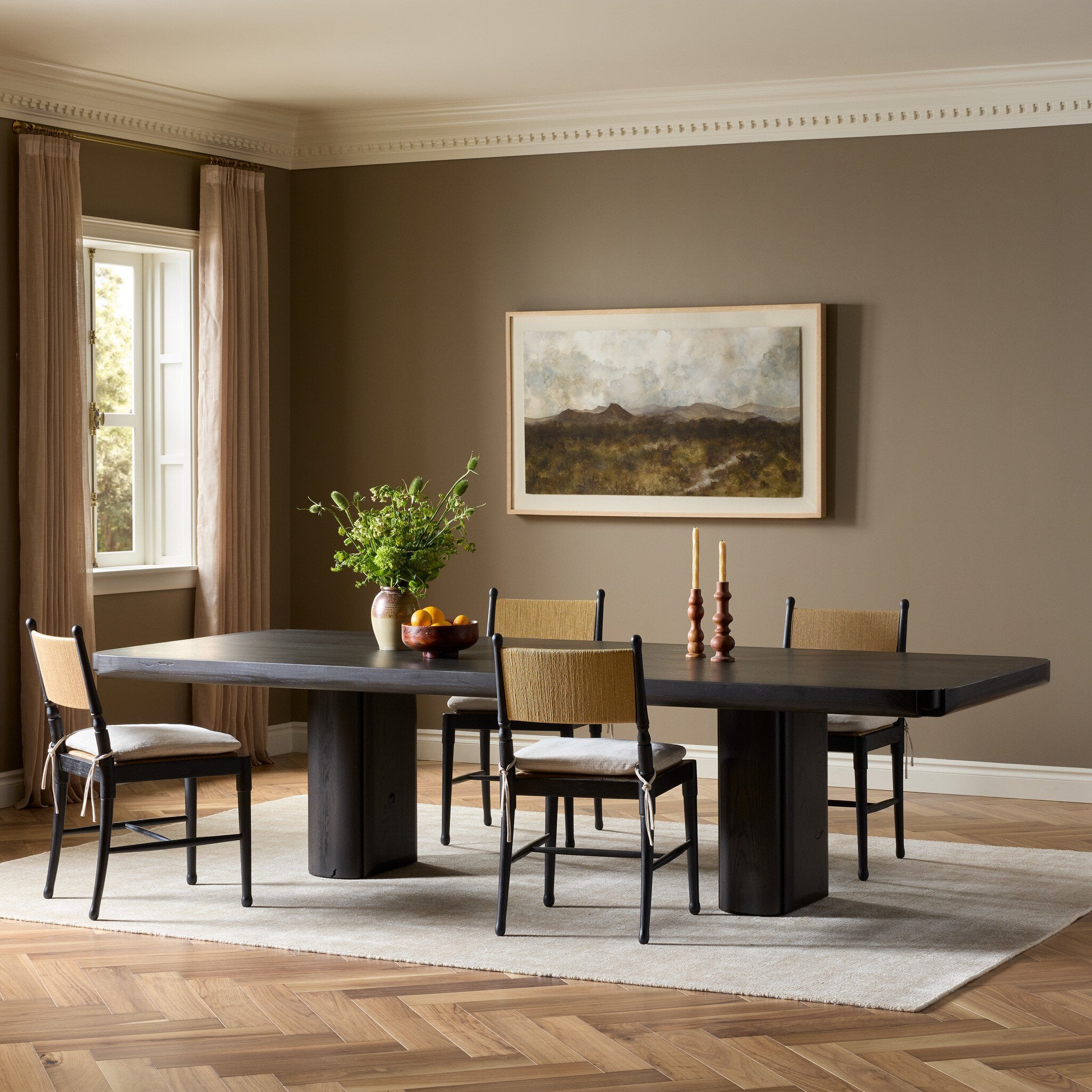 Four Hands Floyd Dining Table — Smoked Black Oak-Smoked Black Oak Veneer