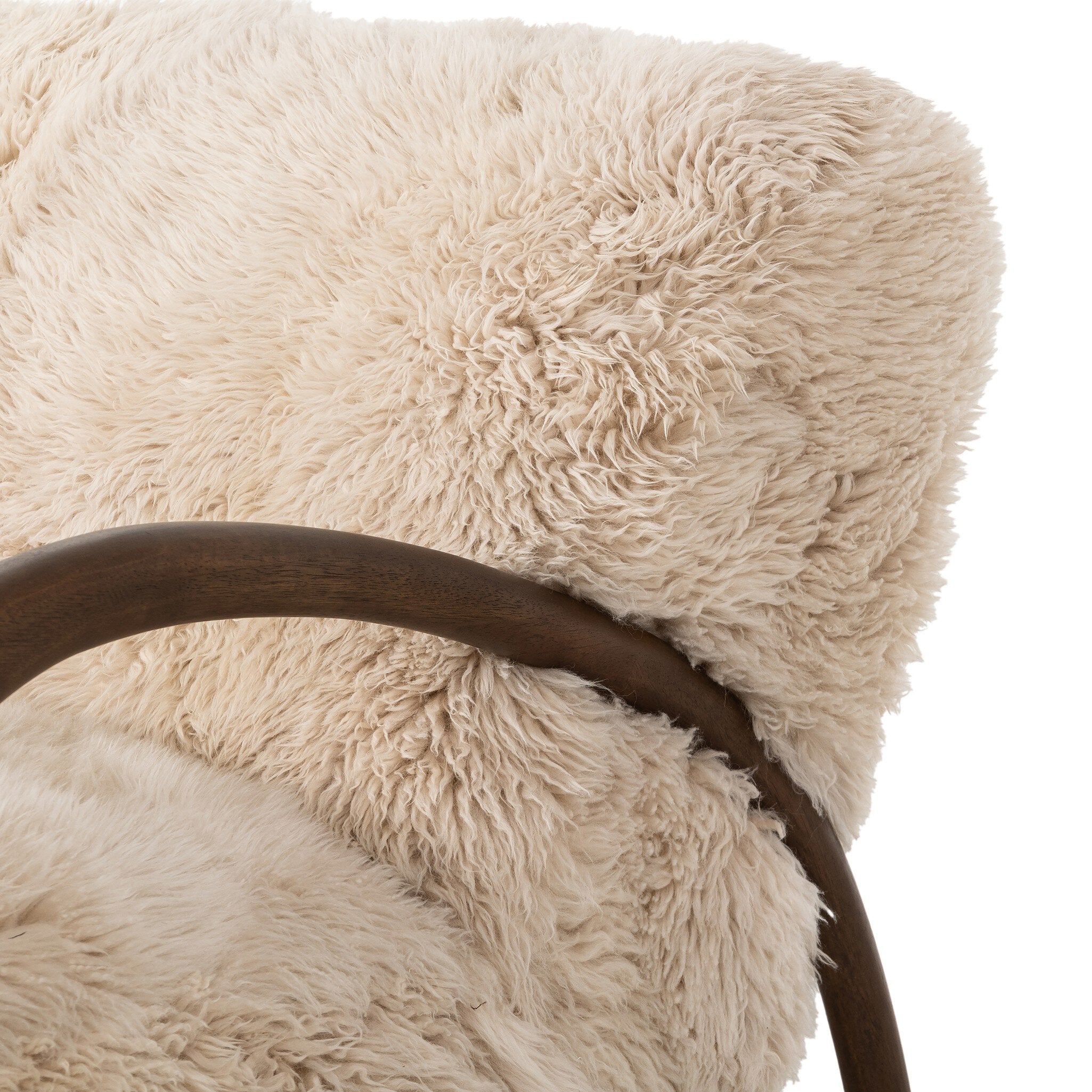 Four Hands Sandro Settee — Champagne Mongolian Fur-Almond