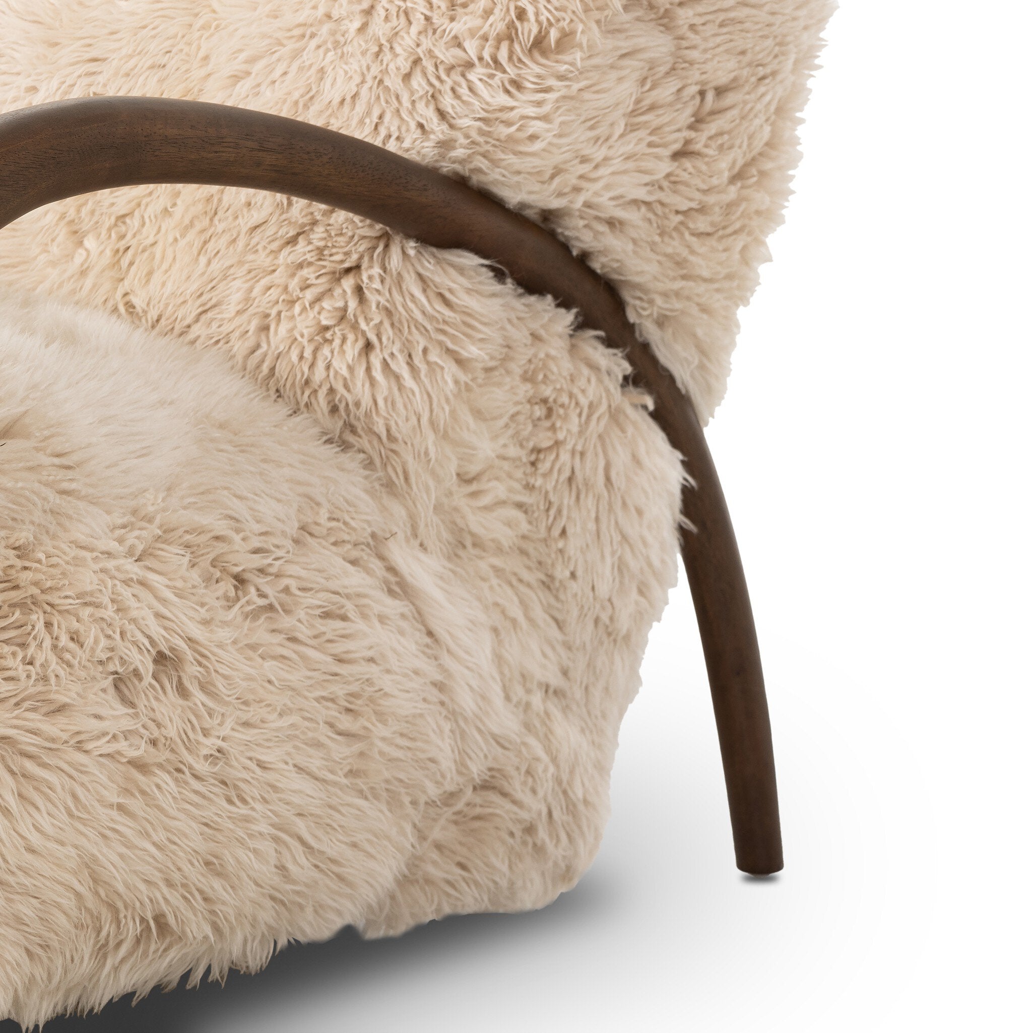 Four Hands Sandro Settee — Champagne Mongolian Fur-Almond