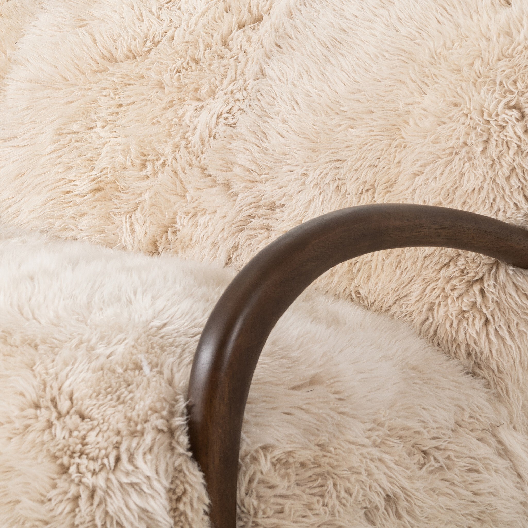 Four Hands Sandro Settee — Champagne Mongolian Fur-Almond