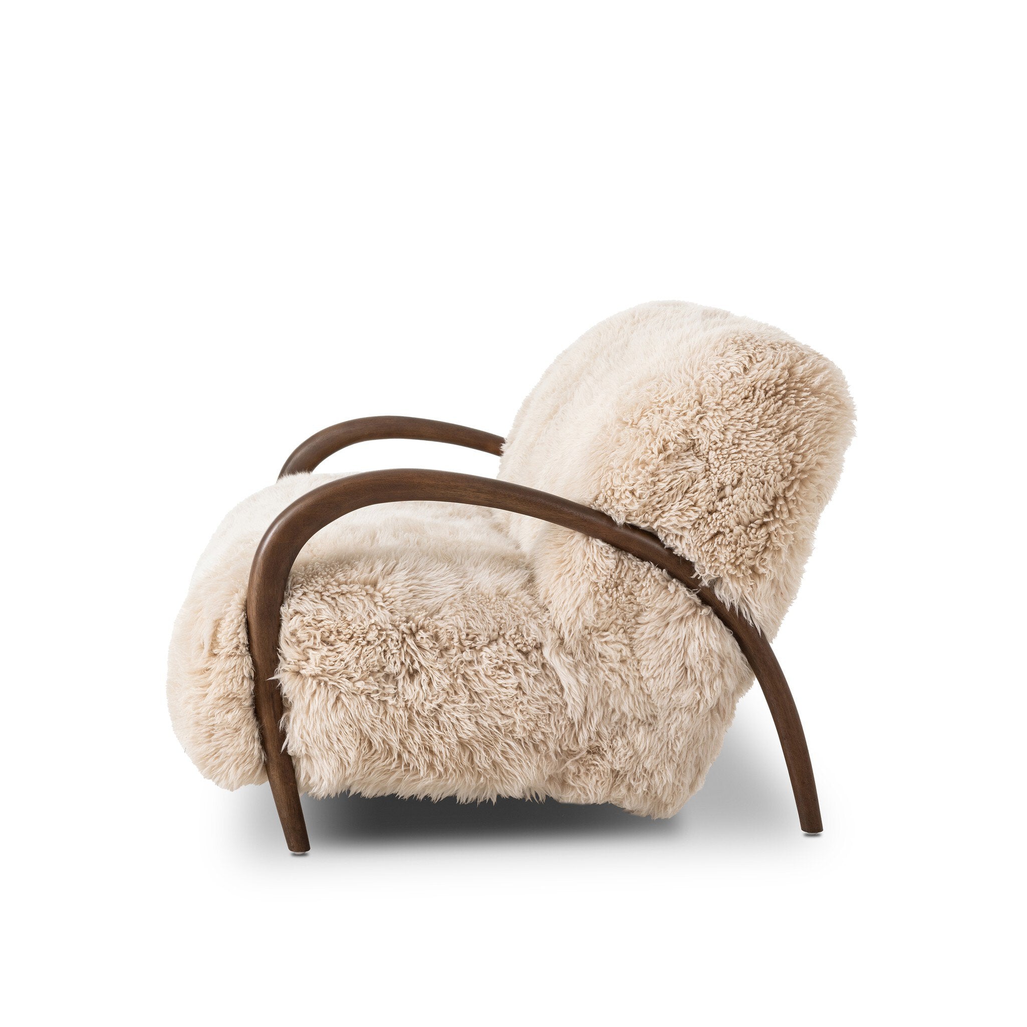 Four Hands Sandro Settee — Champagne Mongolian Fur-Almond