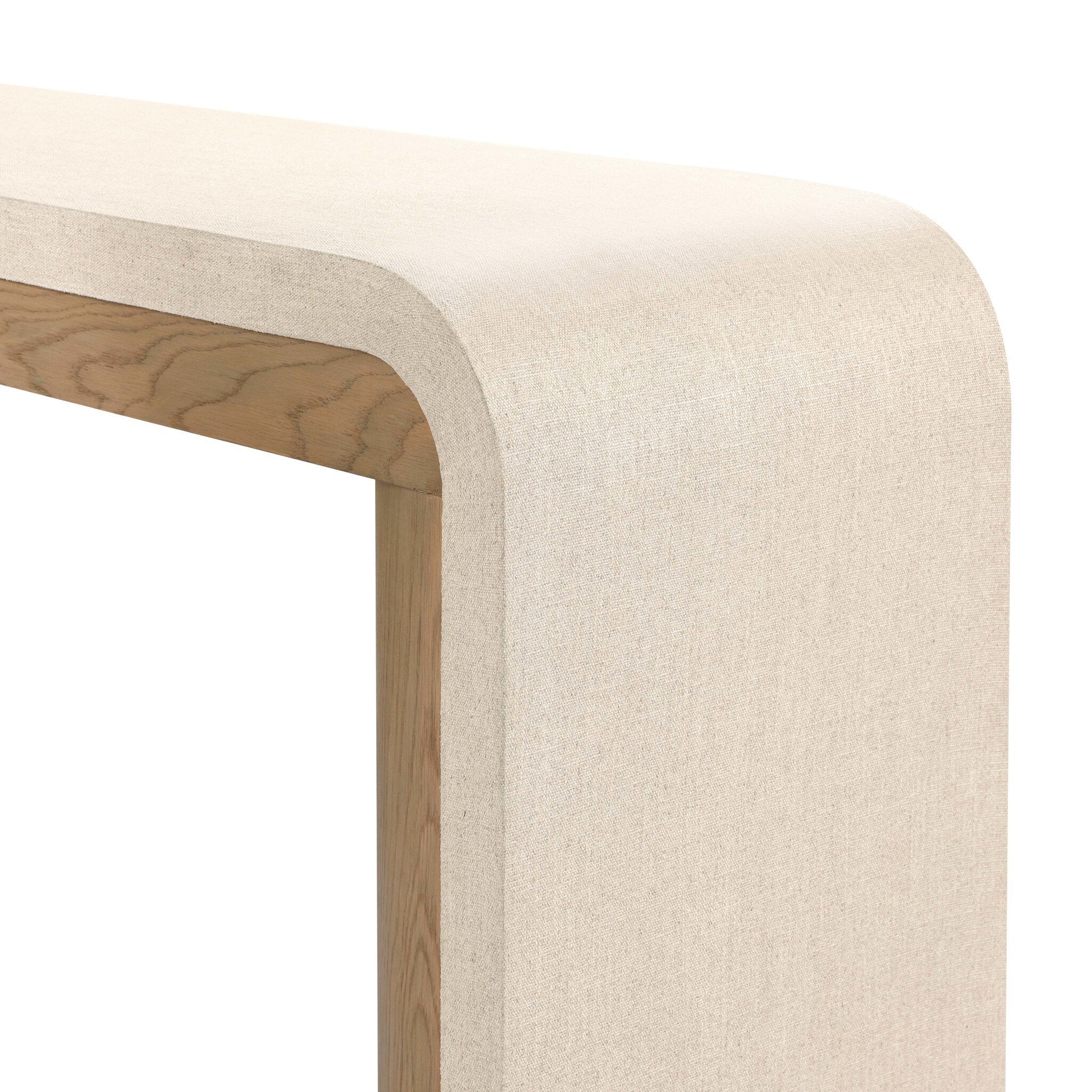 Four Hands Jane Console Table — Beige Painted Linen-Sandy Oak Veneer