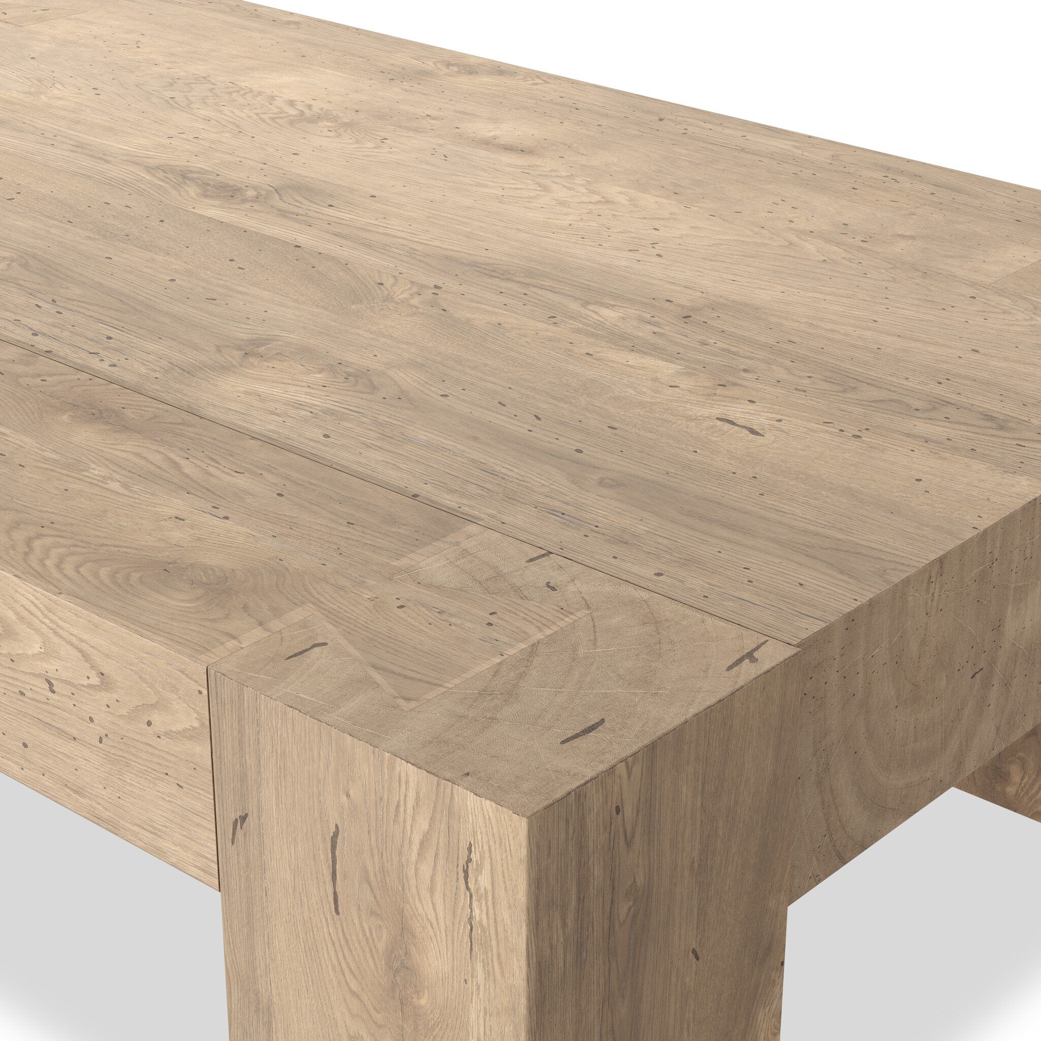 Four Hands Abaso Rectangular Coffee Table — Whitewash Rustic Wormwood Oak-Smoked Oak Veneer