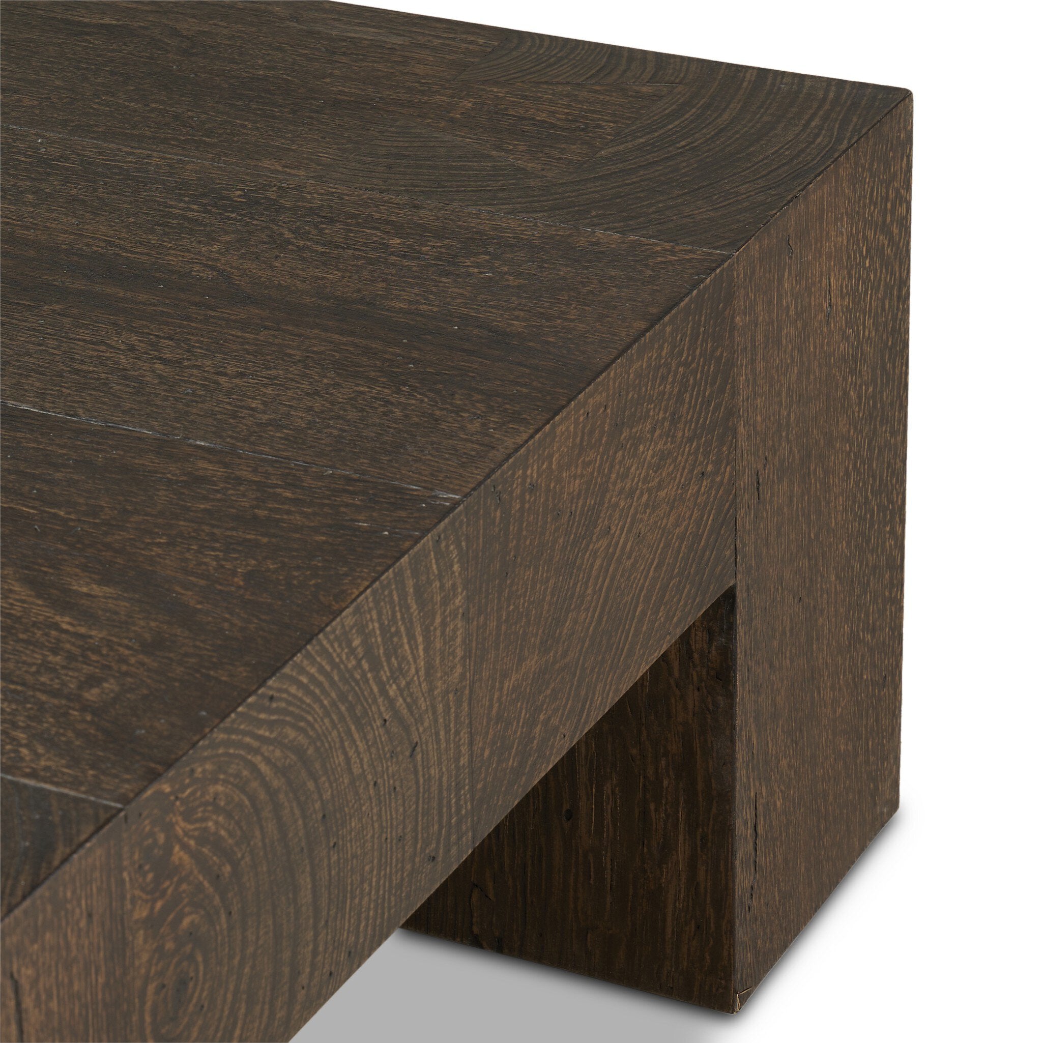Four Hands Abaso Rectangular Coffee Table — Ebony Rustic Wormwood Oak-Smoked Oak Veneer