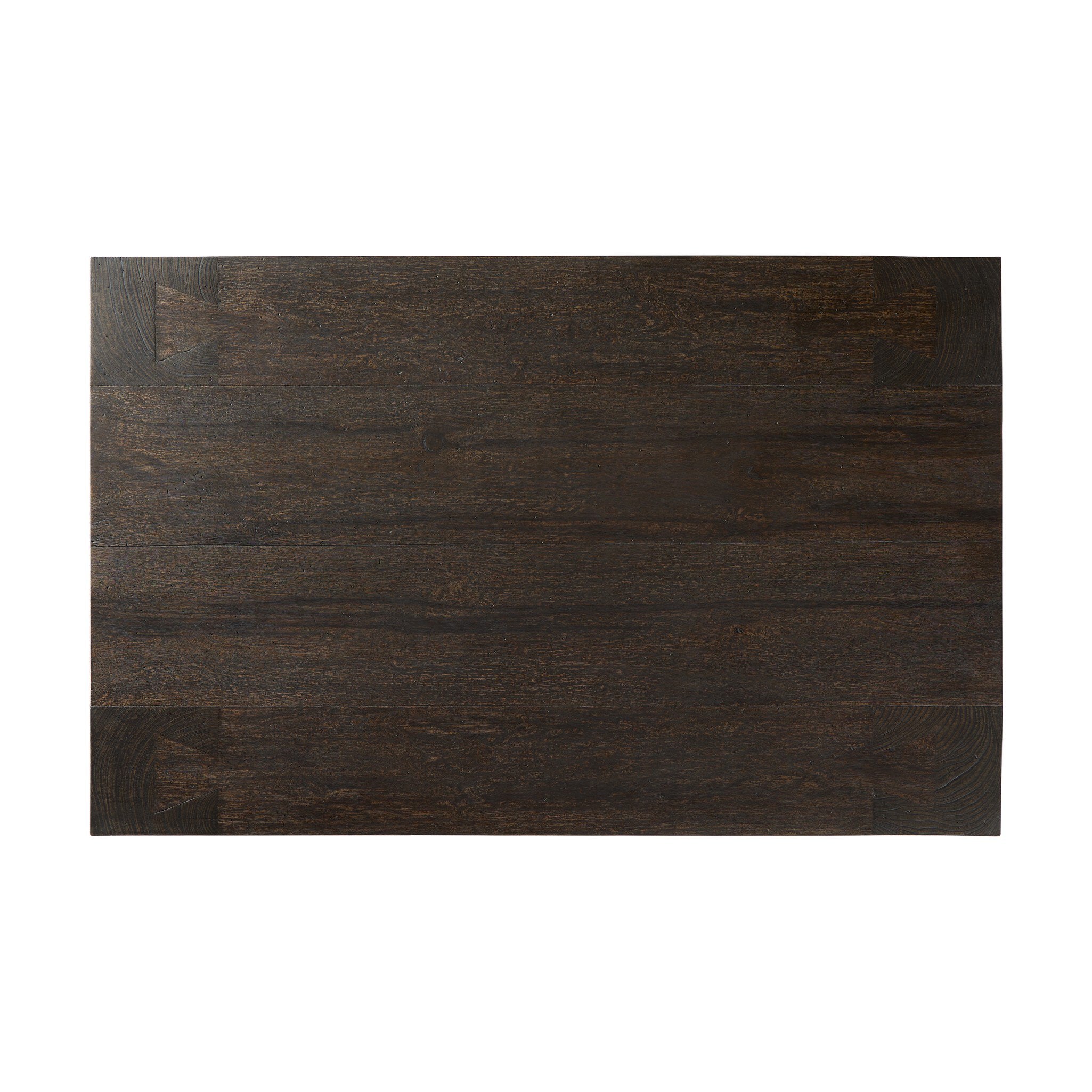 Four Hands Abaso Rectangular Coffee Table — Ebony Rustic Wormwood Oak-Smoked Oak Veneer