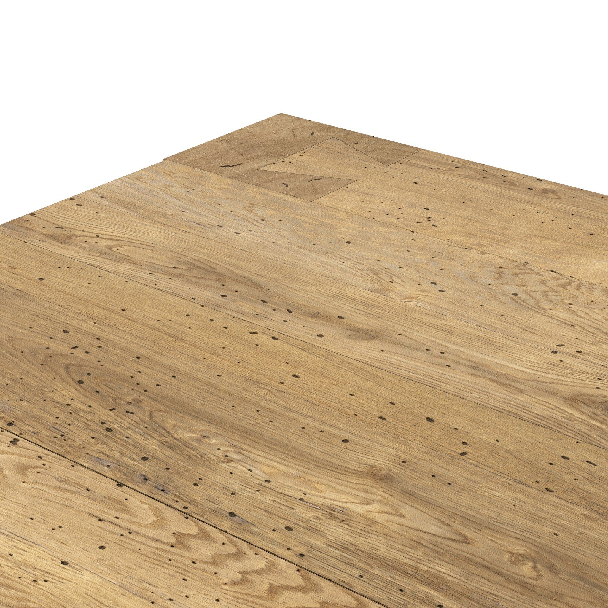 Four Hands Abaso Rectangular Coffee Table — Rustic Wormwood Oak-Smoked Oak Veneer
