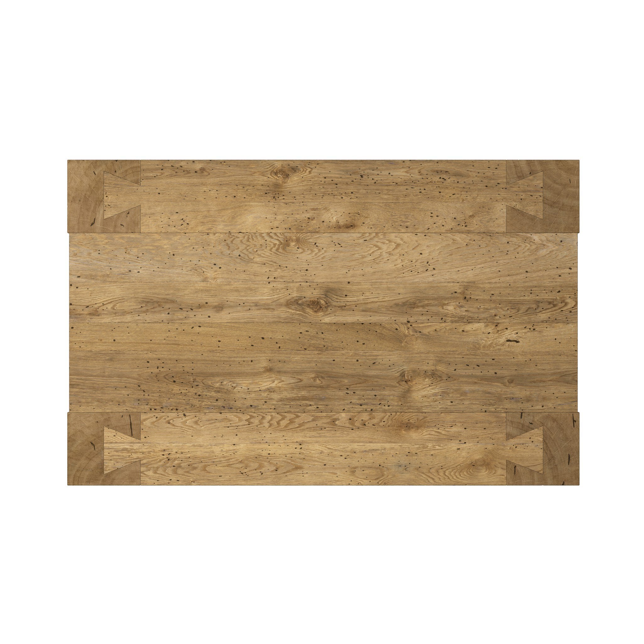 Four Hands Abaso Rectangular Coffee Table — Rustic Wormwood Oak-Smoked Oak Veneer
