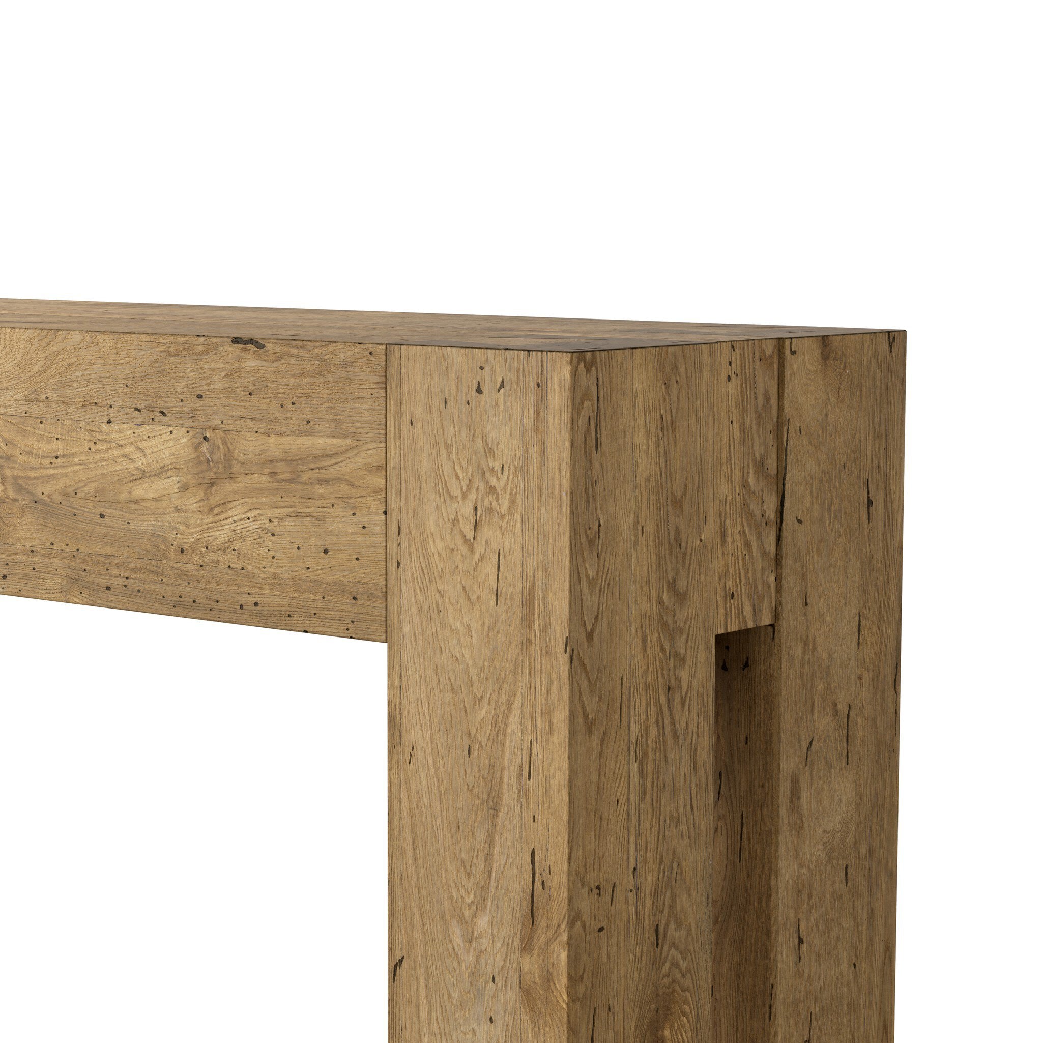 Four Hands Abaso Console Table — Rustic Wormwood Oak-Smoked Oak Veneer