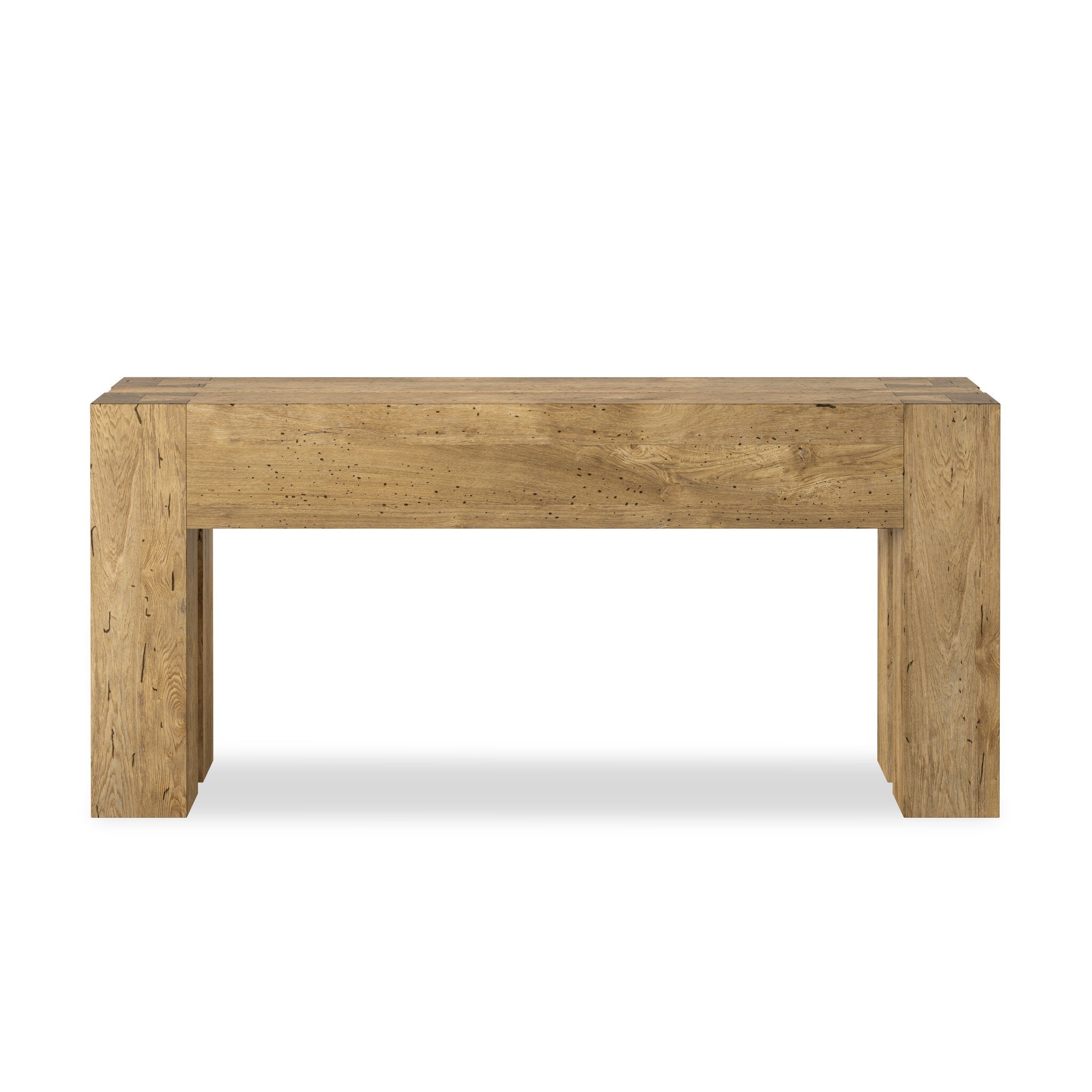 Four Hands Abaso Console Table — Rustic Wormwood Oak-Smoked Oak Veneer