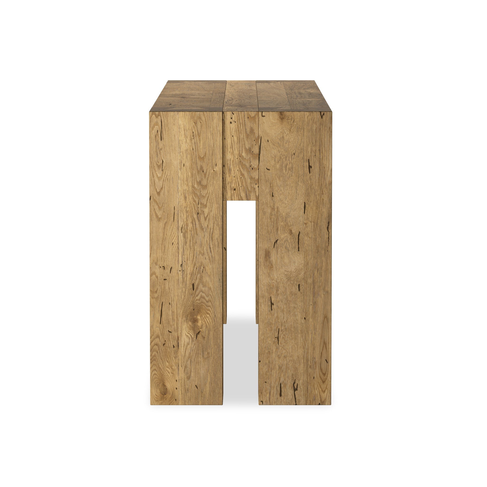 Four Hands Abaso Console Table — Rustic Wormwood Oak-Smoked Oak Veneer