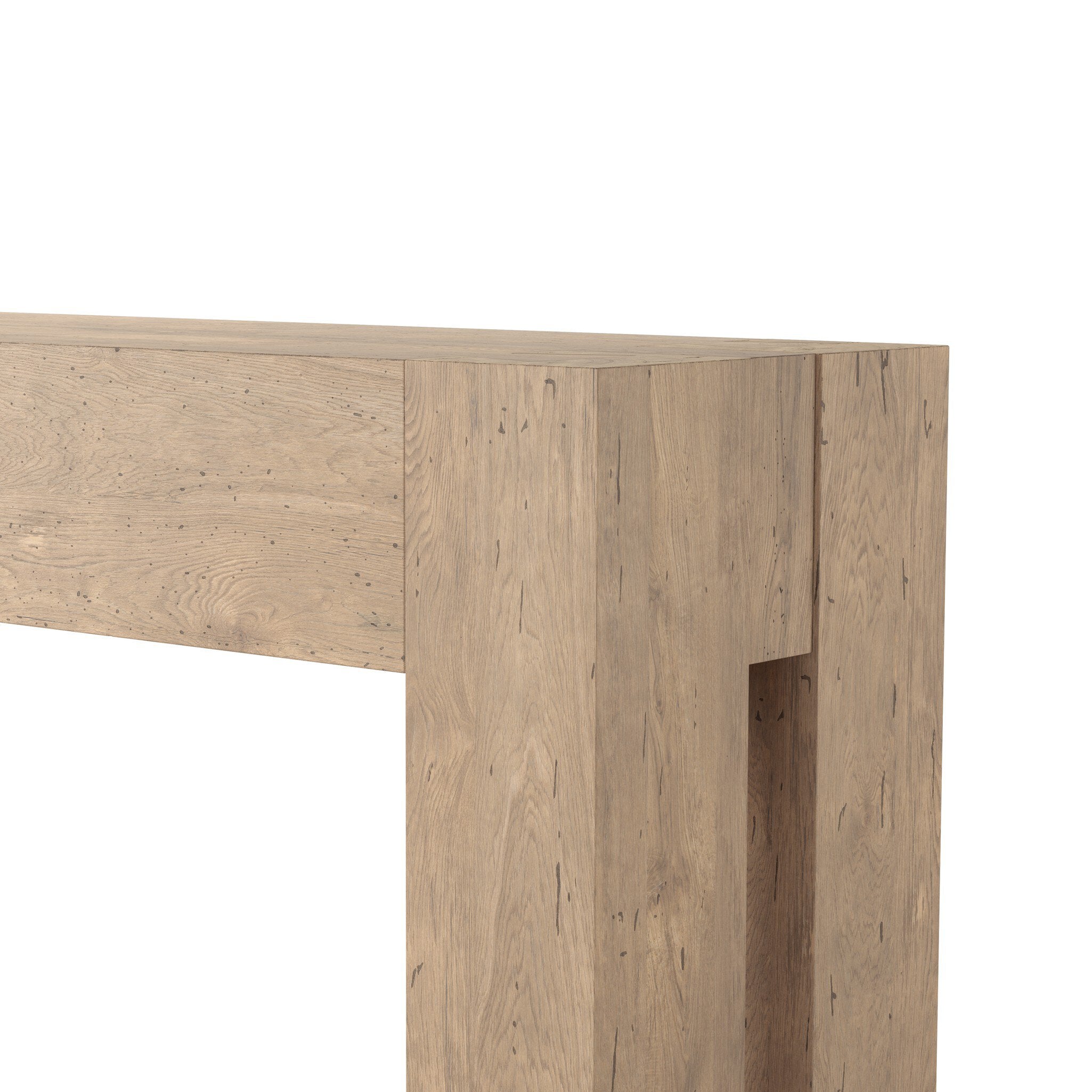 Four Hands Abaso Console Table — 255536-003- Whitewash Rustic Wormwood Oak-Smoked Oak Veneer