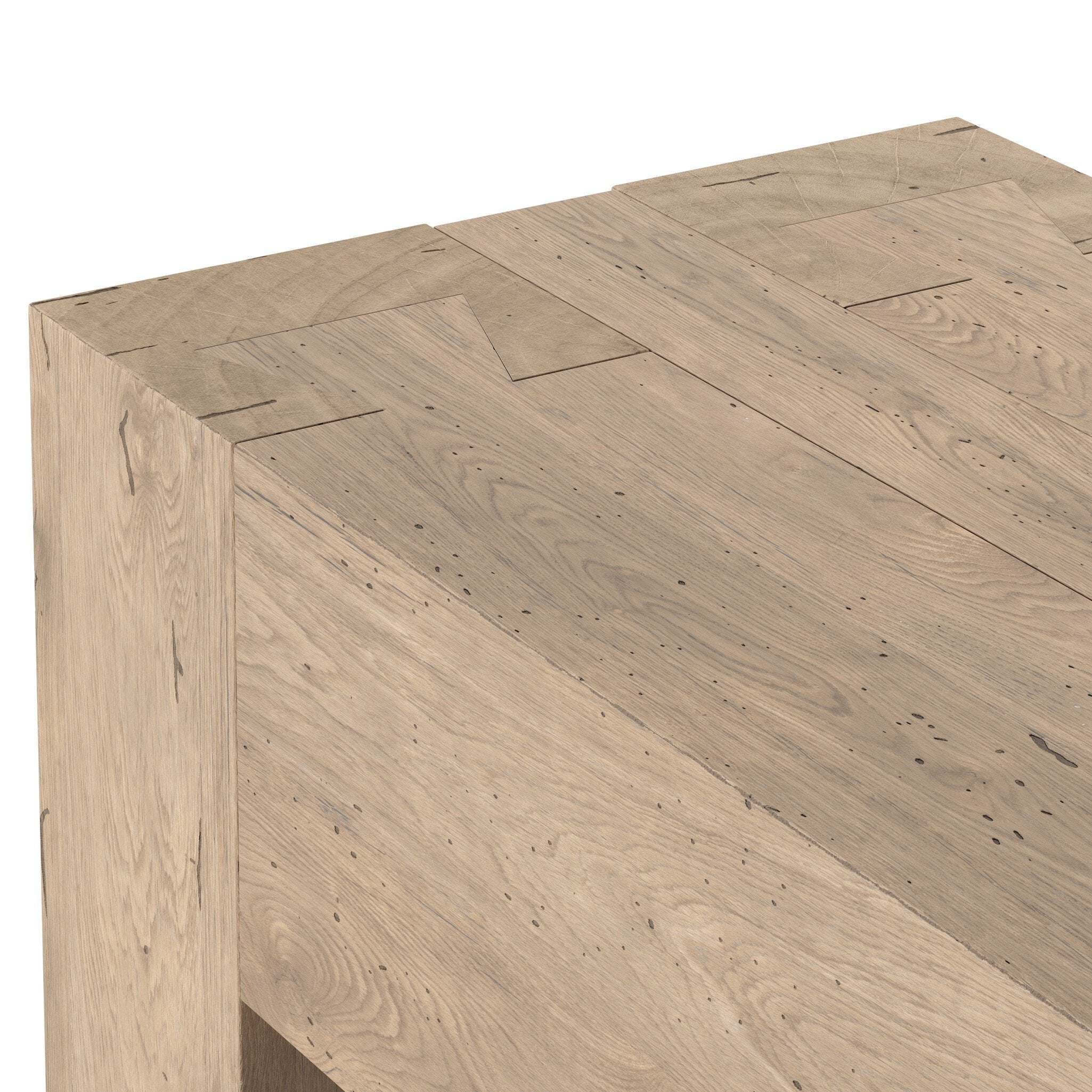 Four Hands Abaso Console Table — 255536-003- Whitewash Rustic Wormwood Oak-Smoked Oak Veneer