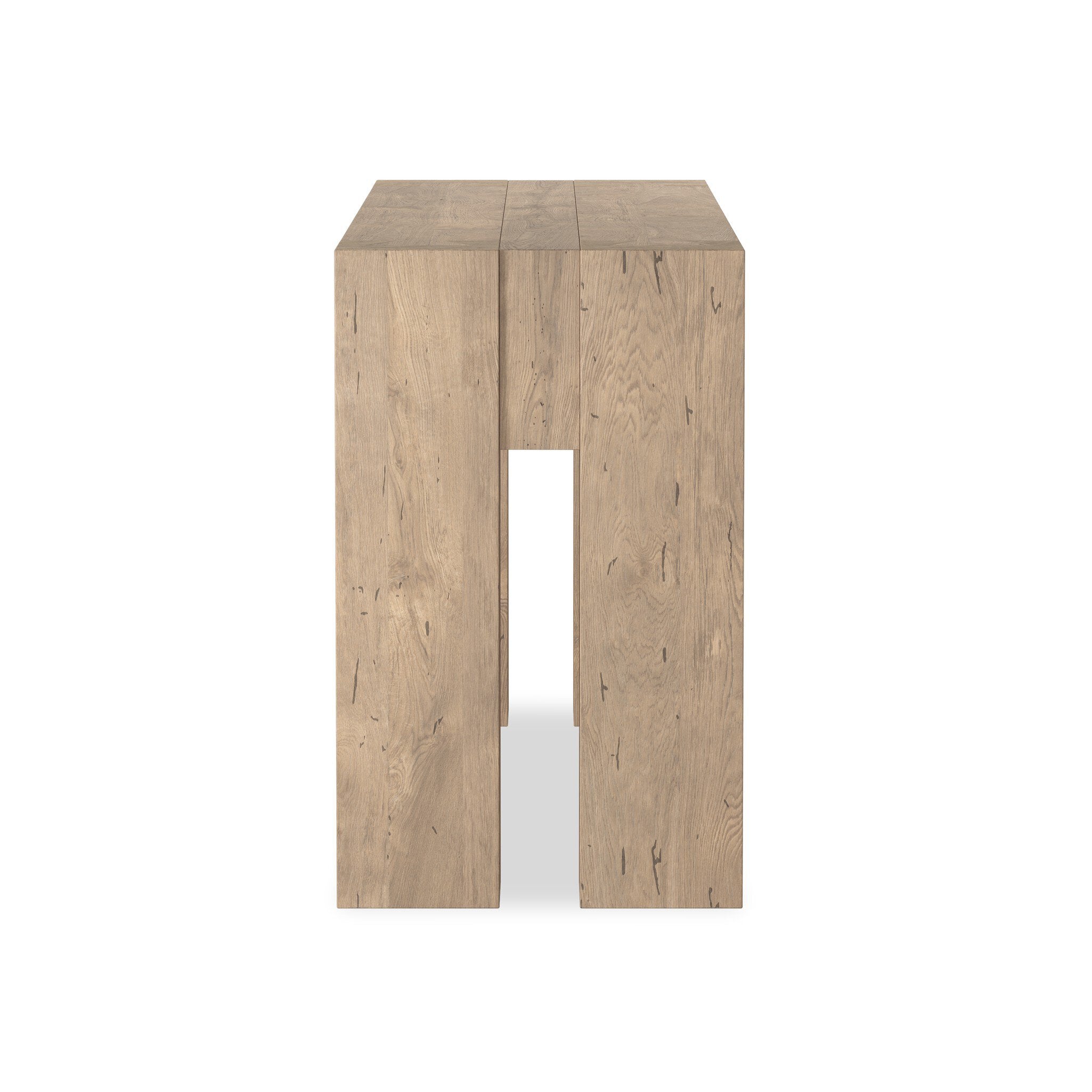 Four Hands Abaso Console Table — 255536-003- Whitewash Rustic Wormwood Oak-Smoked Oak Veneer