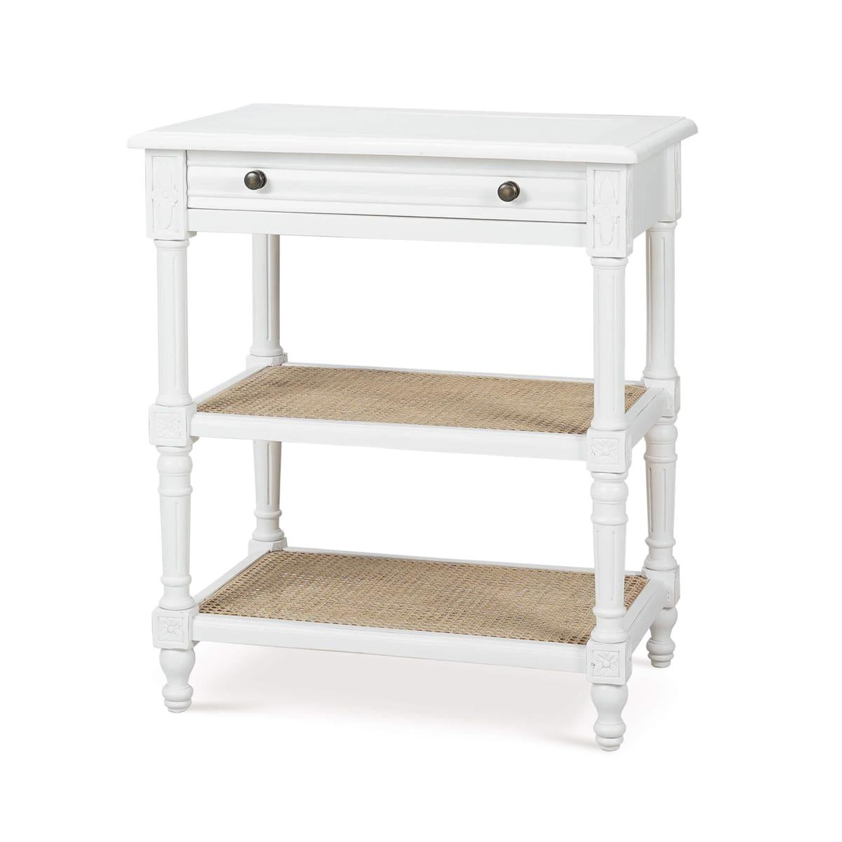 Bramble Melissa Side Table — Architectural White / Rattan Natural