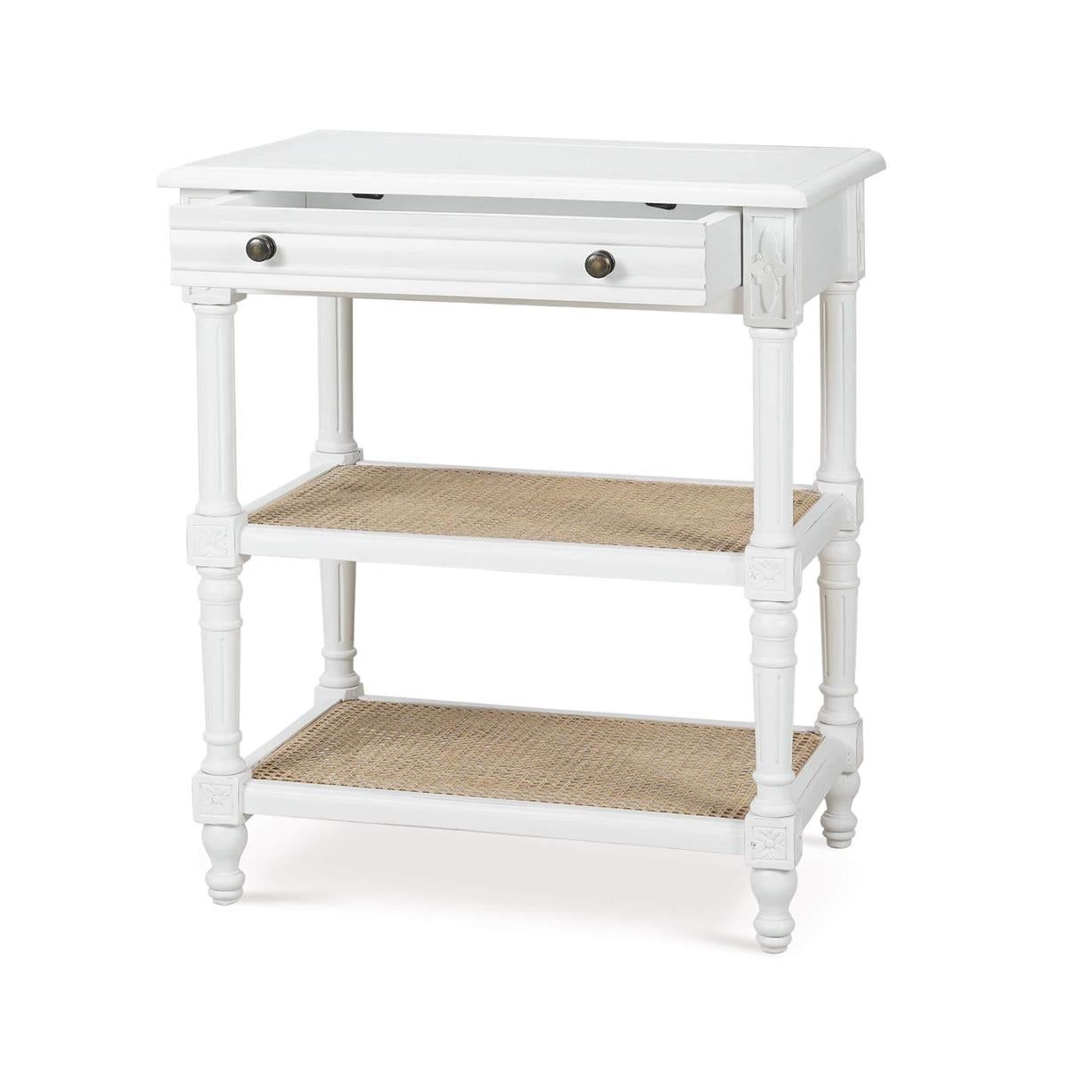Bramble Melissa Side Table — Architectural White / Rattan Natural
