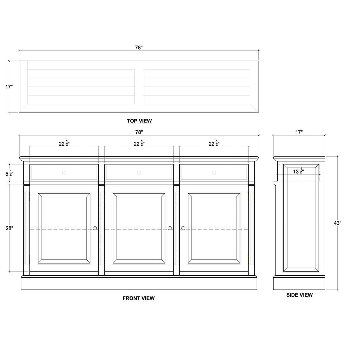 Bramble Hudson 3 Door Sideboard — Antique French Oak
