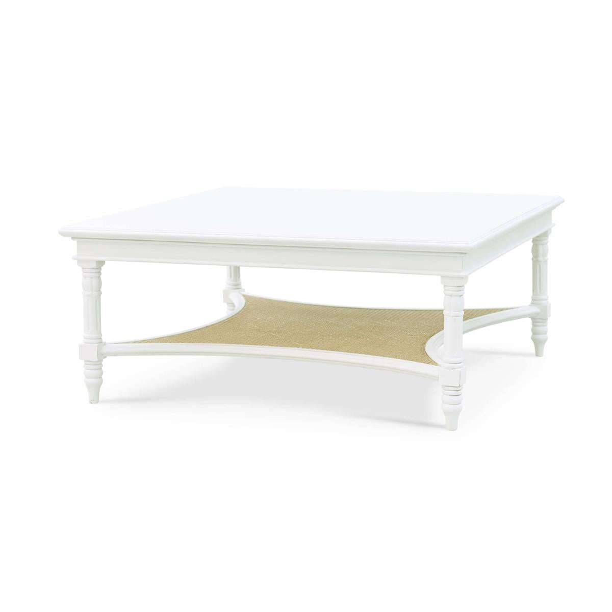 Bramble Montego Square Coffee Table — Architectural White / Rattan Natural