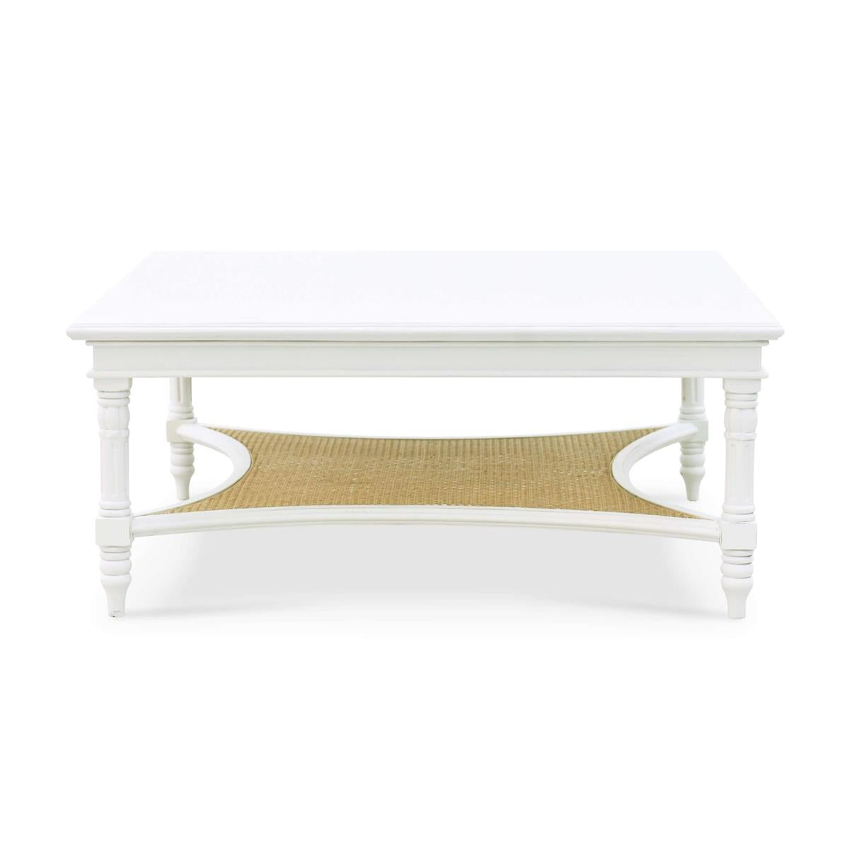 Bramble Montego Square Coffee Table — Architectural White / Rattan Natural