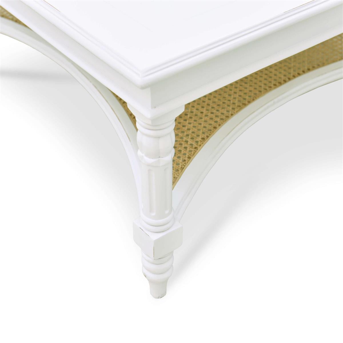 Bramble Montego Square Coffee Table — Architectural White / Rattan Natural